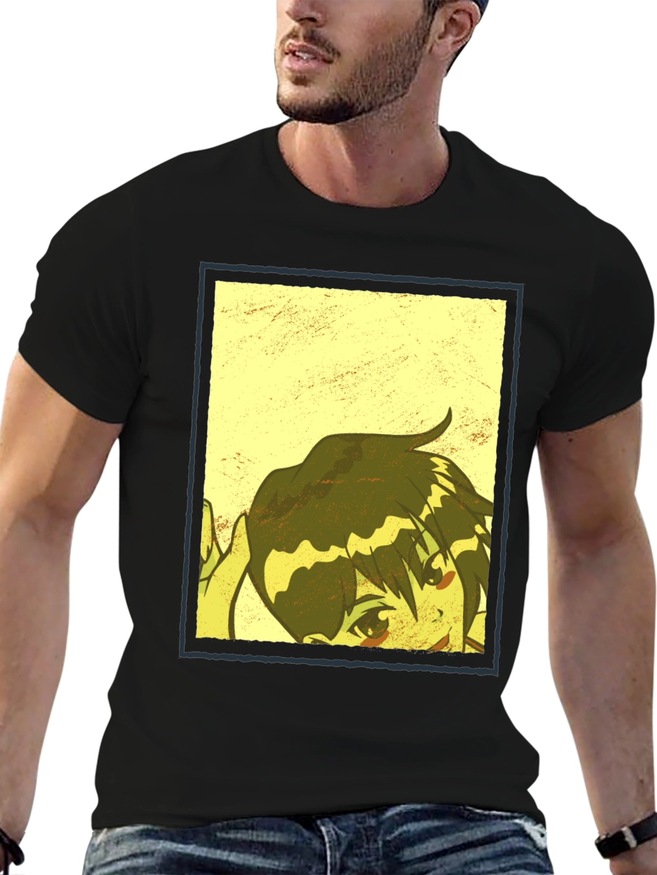 Anime Graphic Print Black T-Shirt
