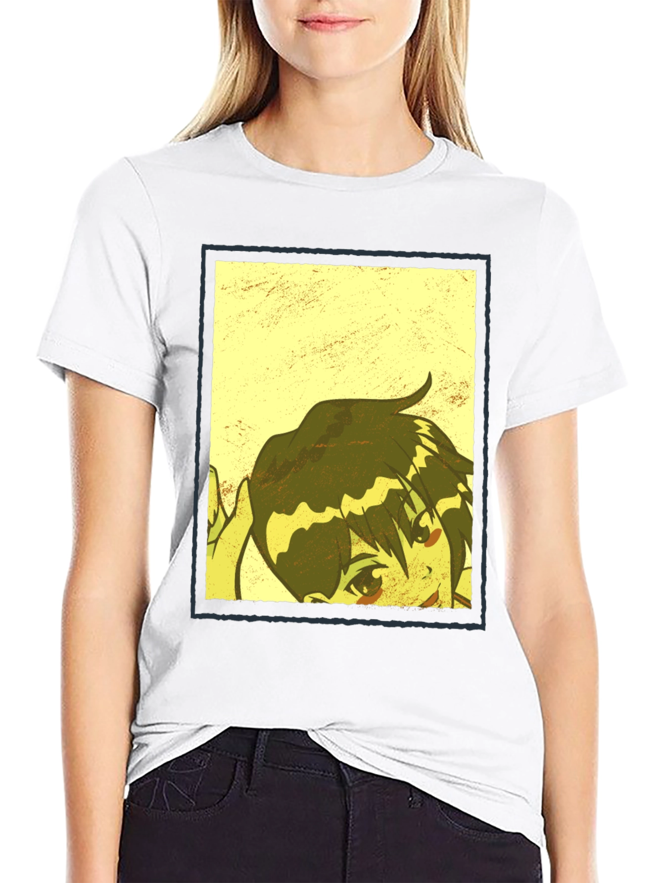 Anime Graphic Print Black T-Shirt