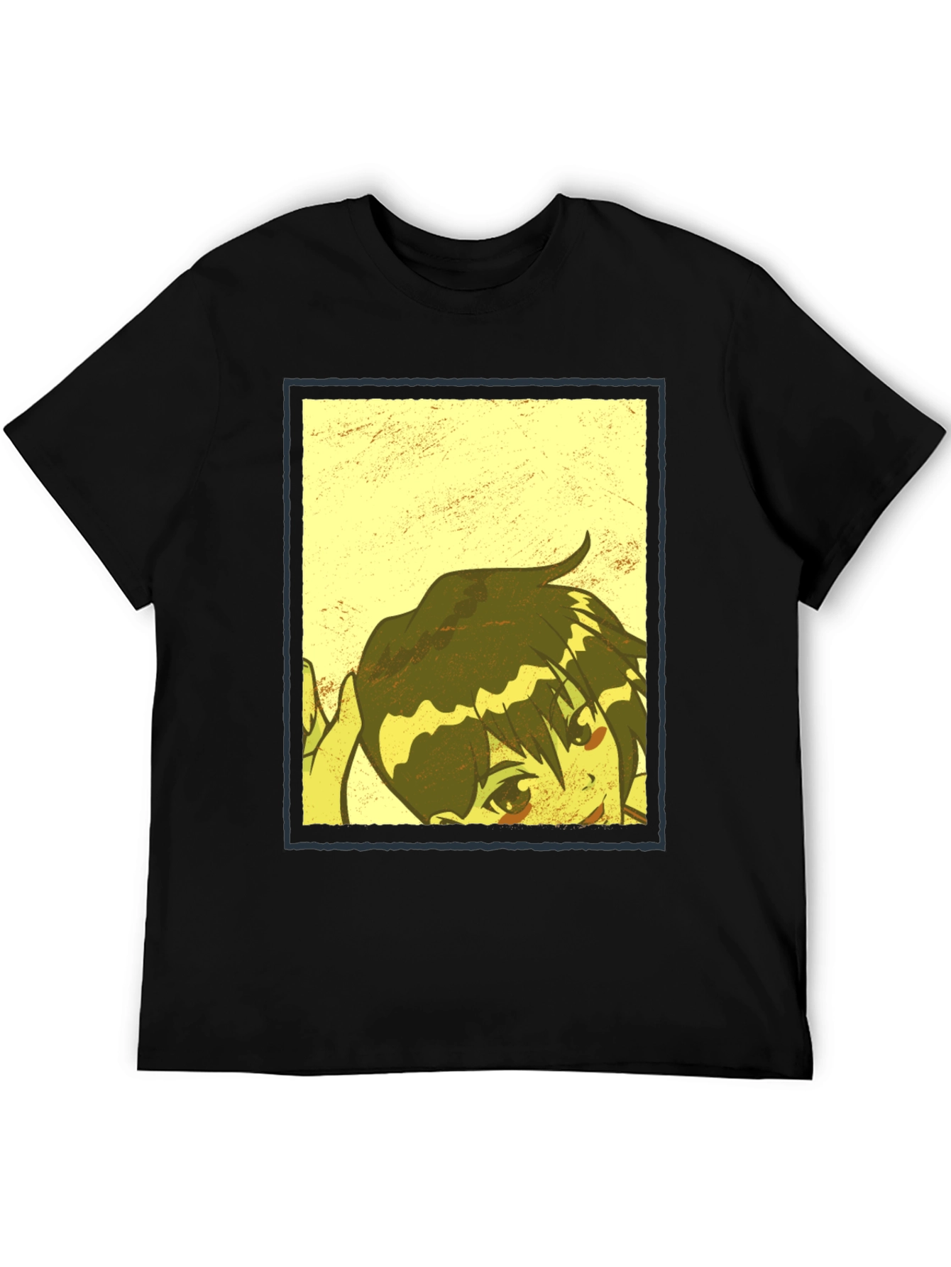 Anime Graphic Print Black T-Shirt