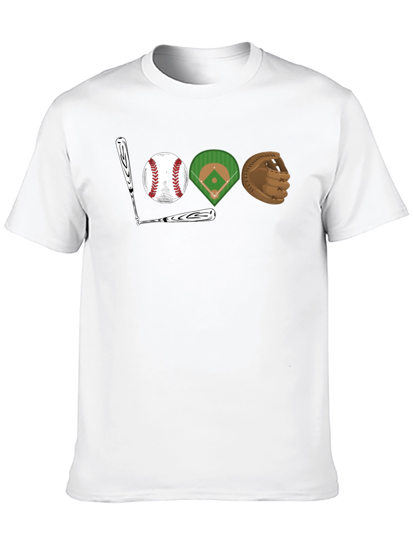 Baseball Fan T-Shirt: Bat Ball Field Glove Design