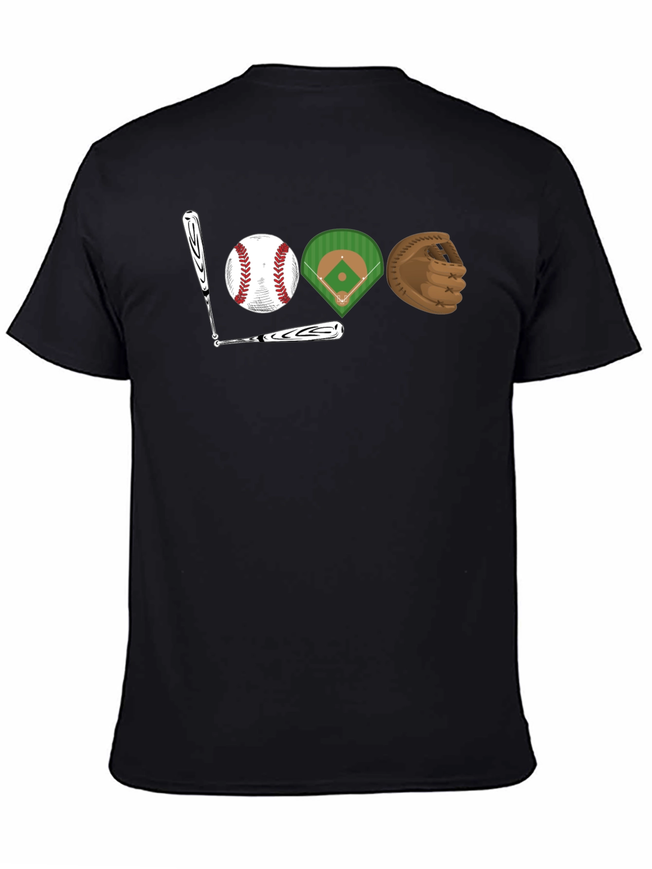 Baseball Fan T-Shirt: Bat Ball Field Glove Design