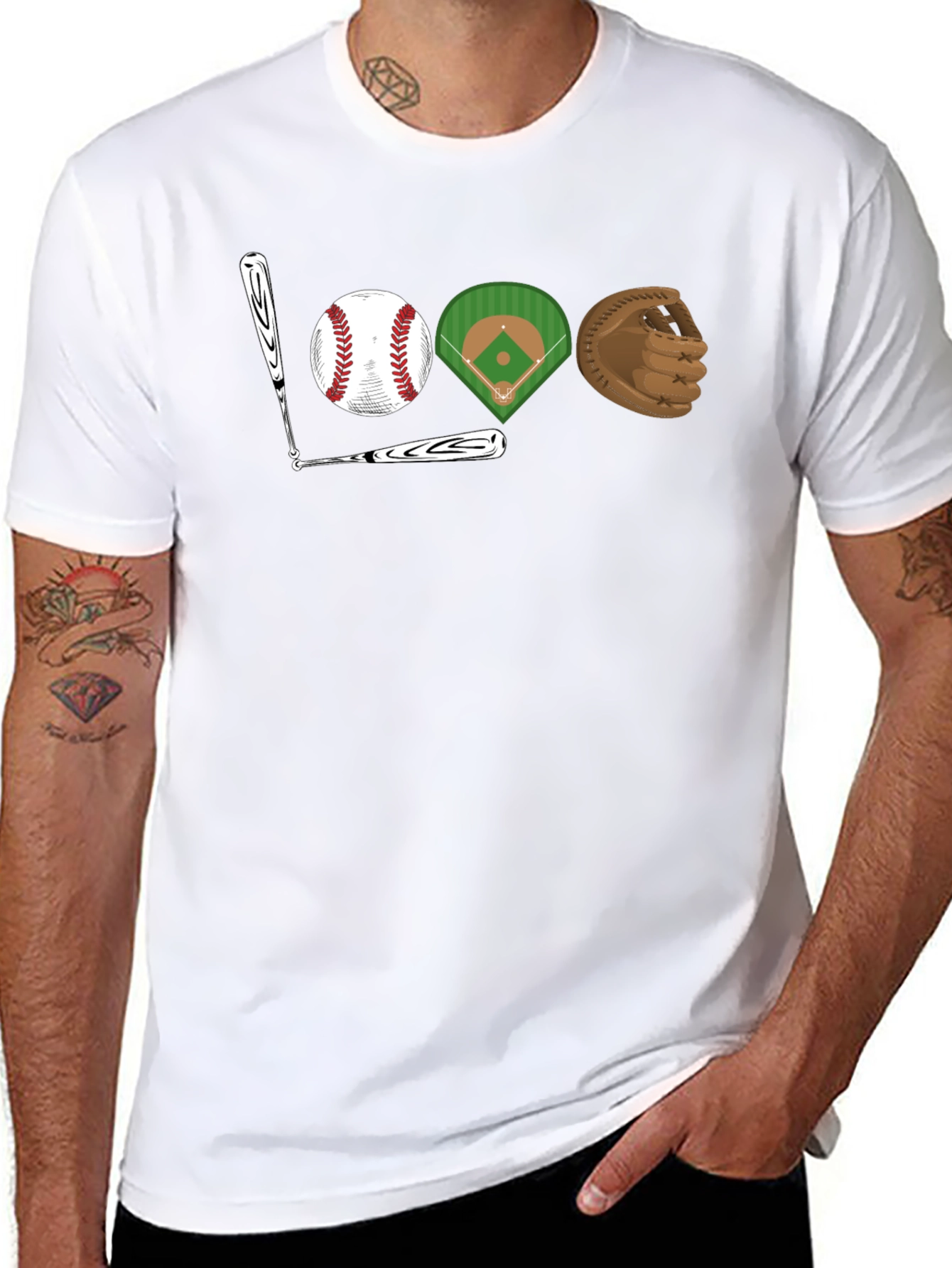 Baseball Fan T-Shirt: Bat Ball Field Glove Design