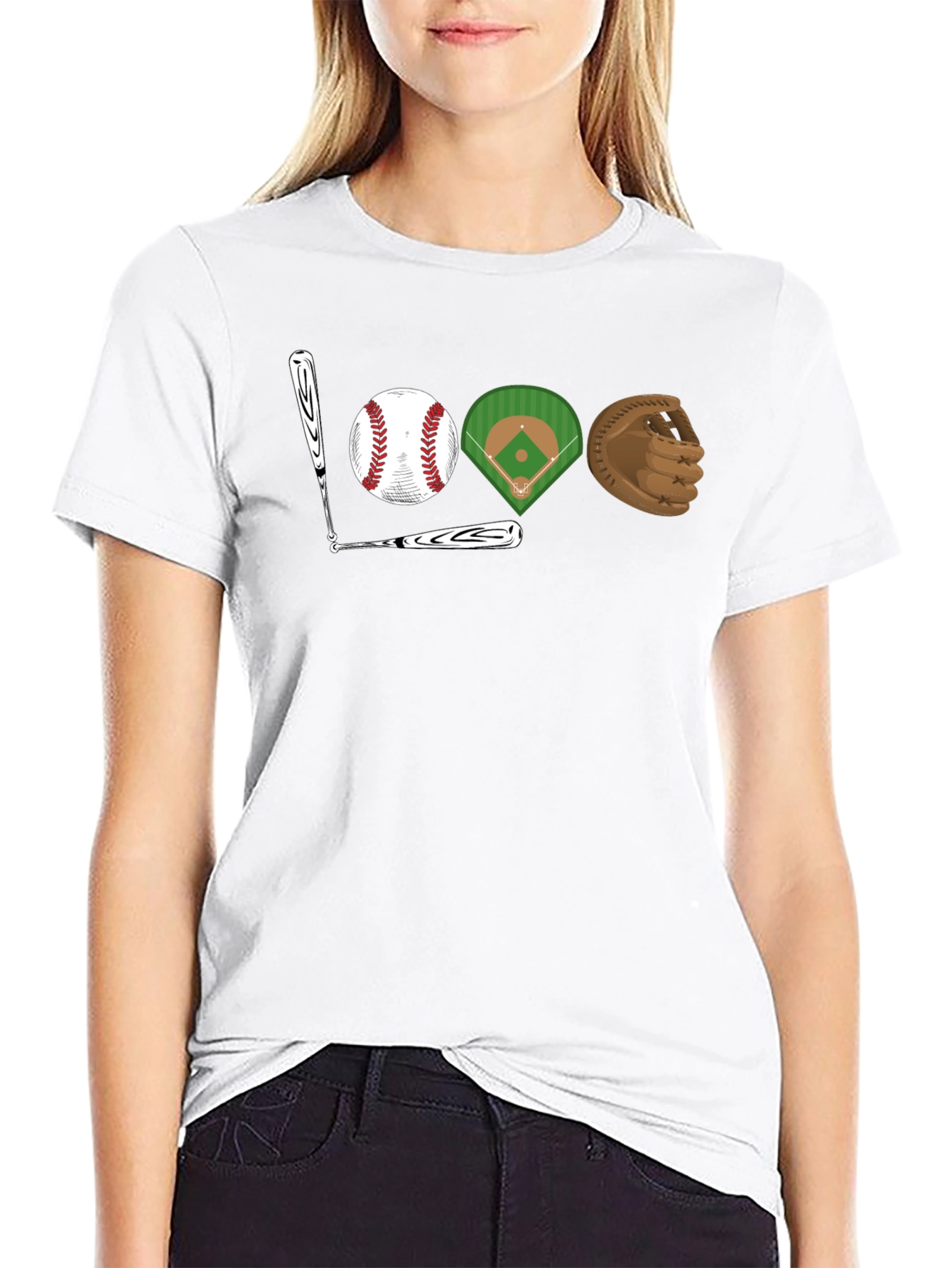 Baseball Fan T-Shirt: Bat Ball Field Glove Design