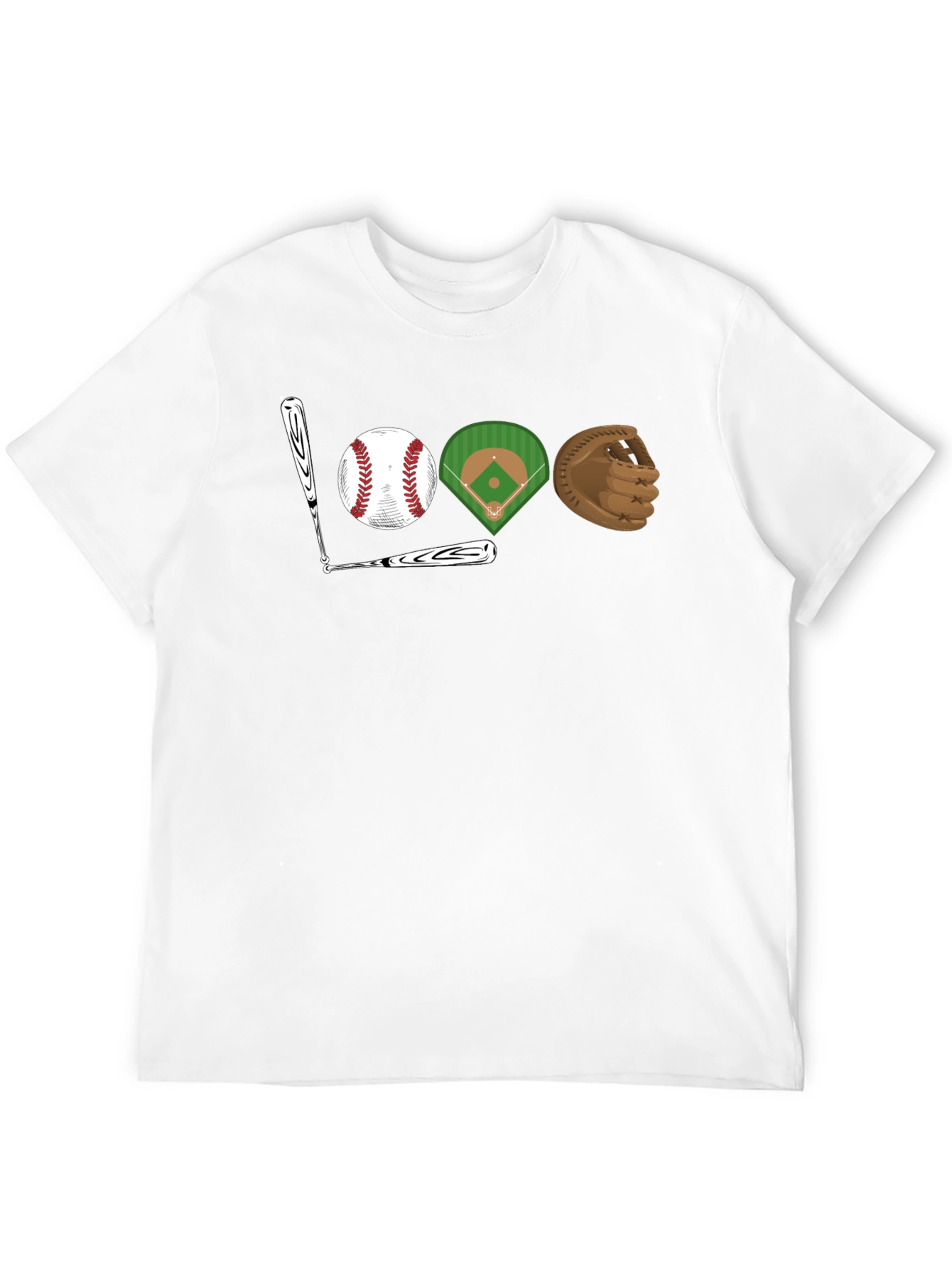 Baseball Fan T-Shirt: Bat Ball Field Glove Design