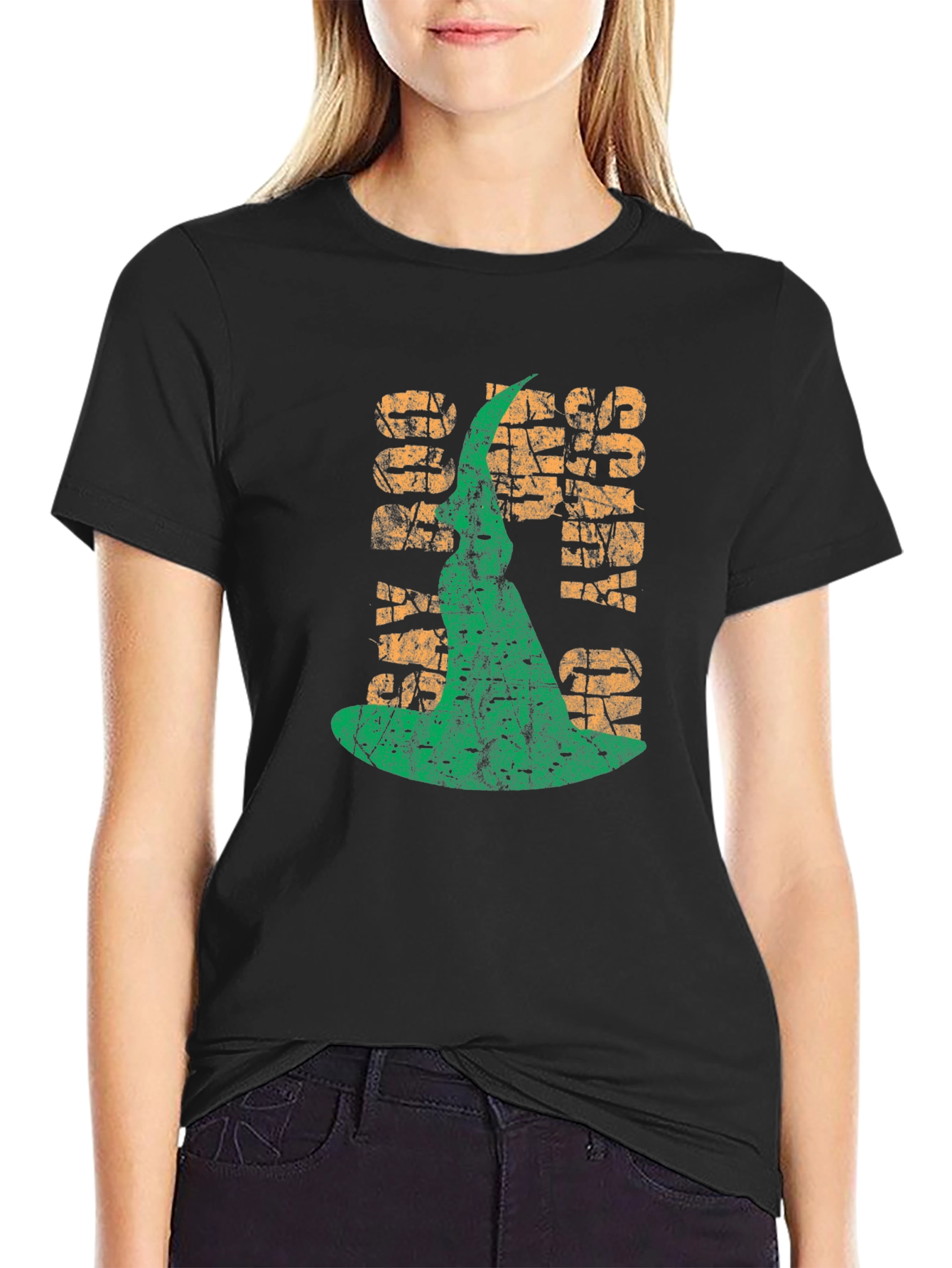 Spooky Vibes T-Shirt - Halloween Witch Hat Graphic Tee