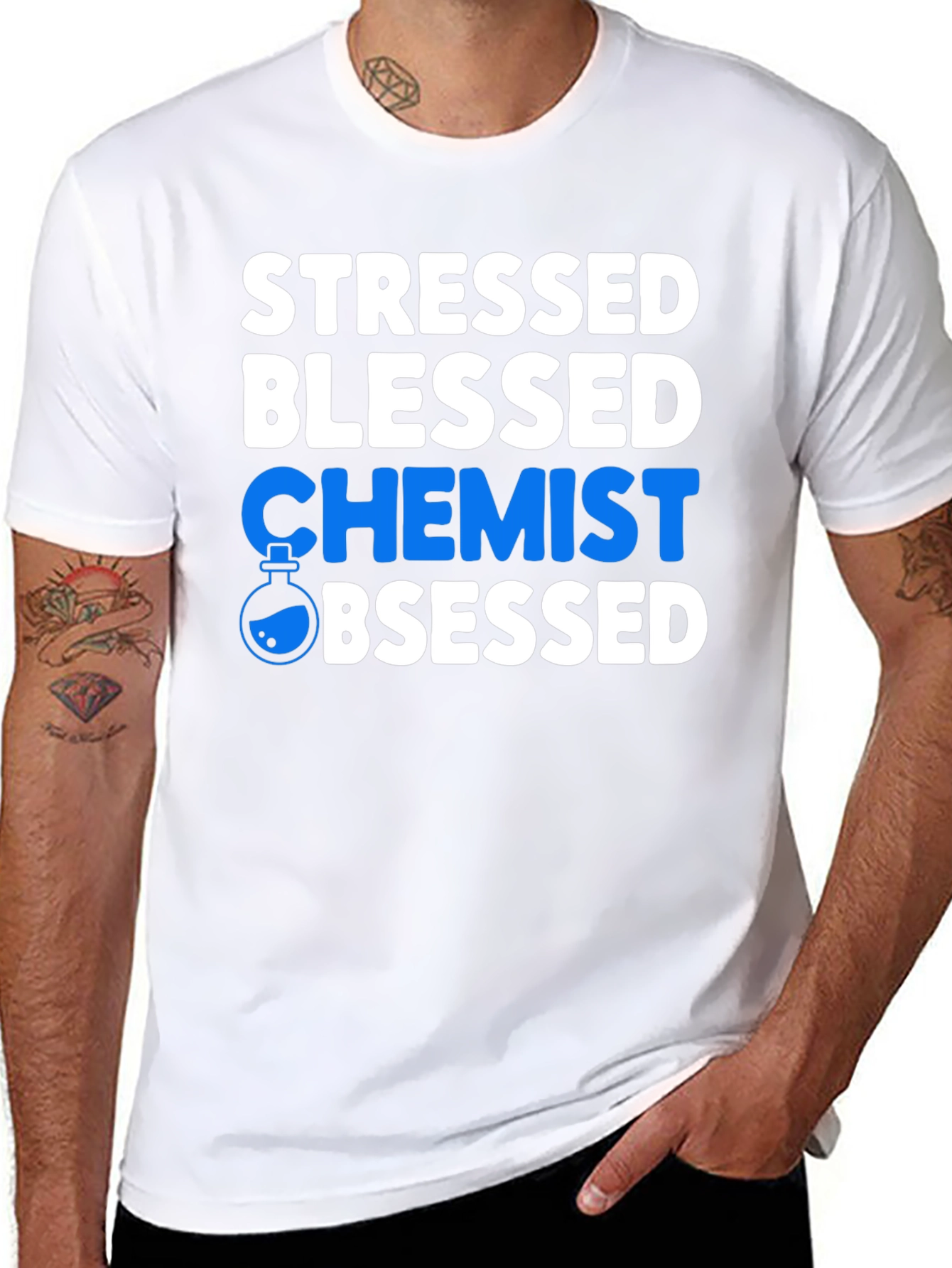 Stressed Blessed Chemist Obsessed Graphic T-Shirt