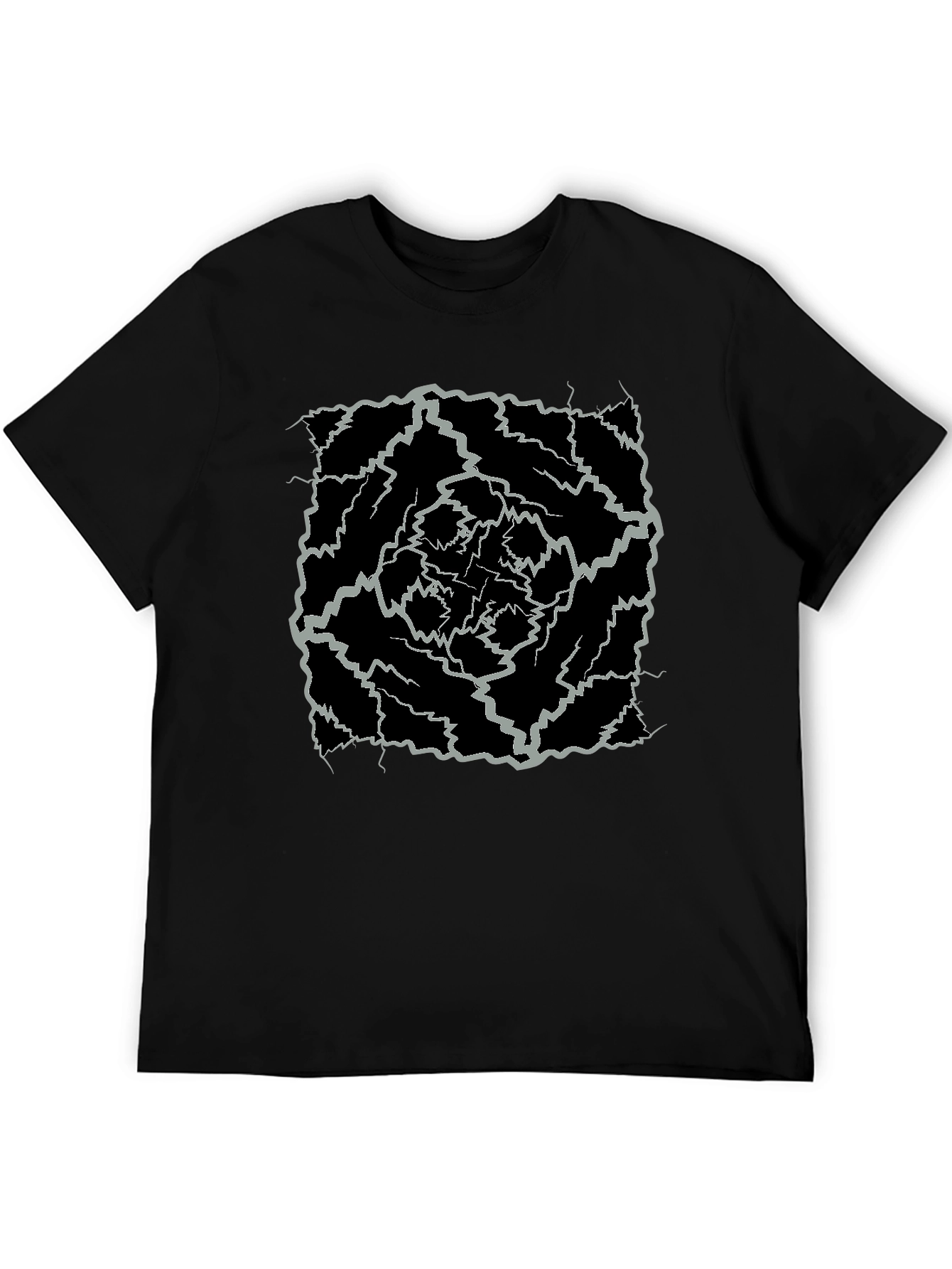 Abstract Lightning Bolt Graphic Black Tee