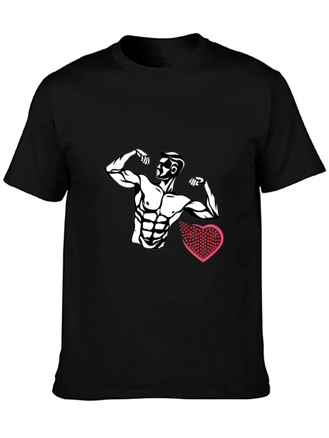 Muscle Man Heart Graphic Tee - Black