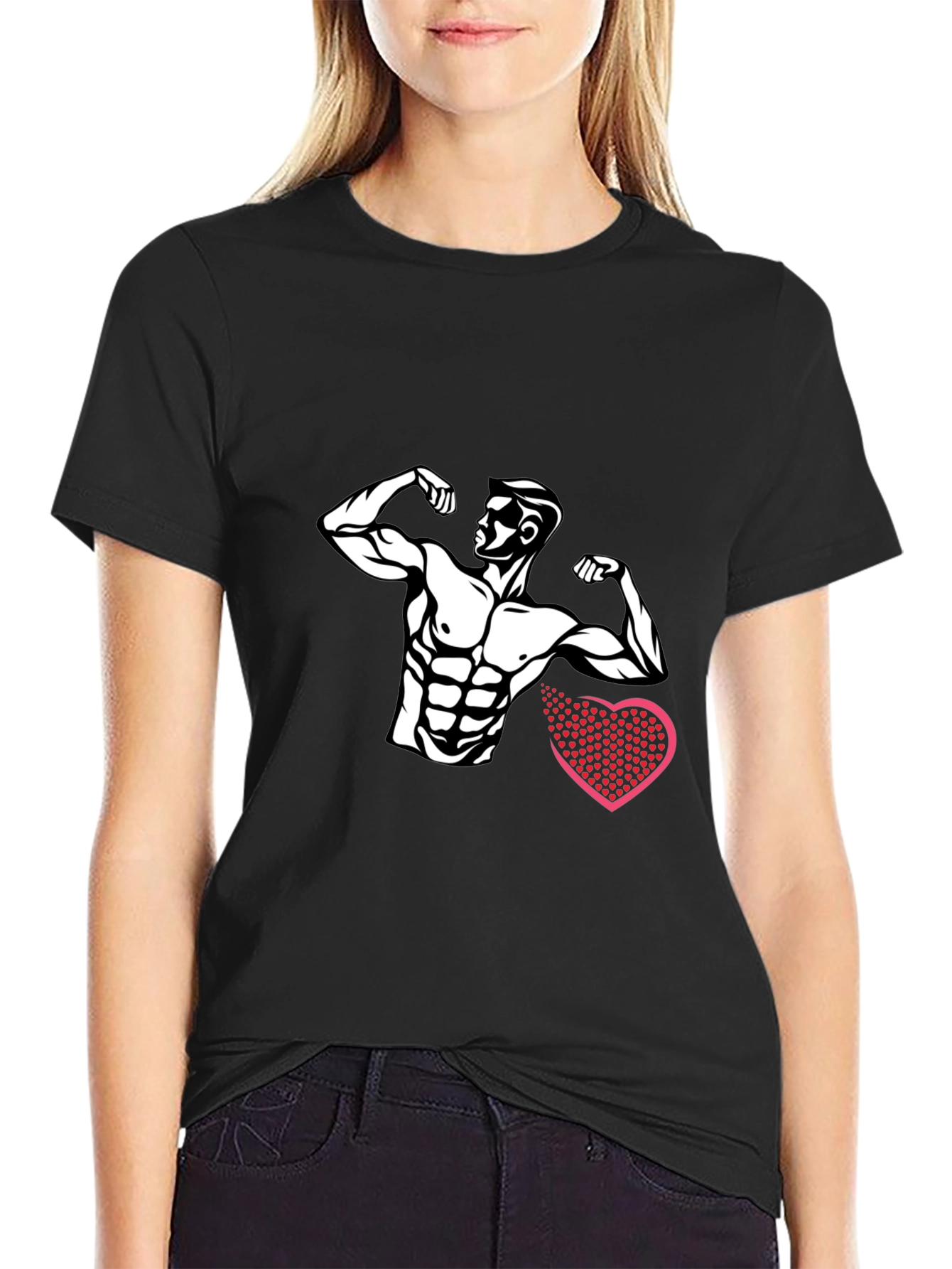 Muscle Man Heart Graphic Tee - Black