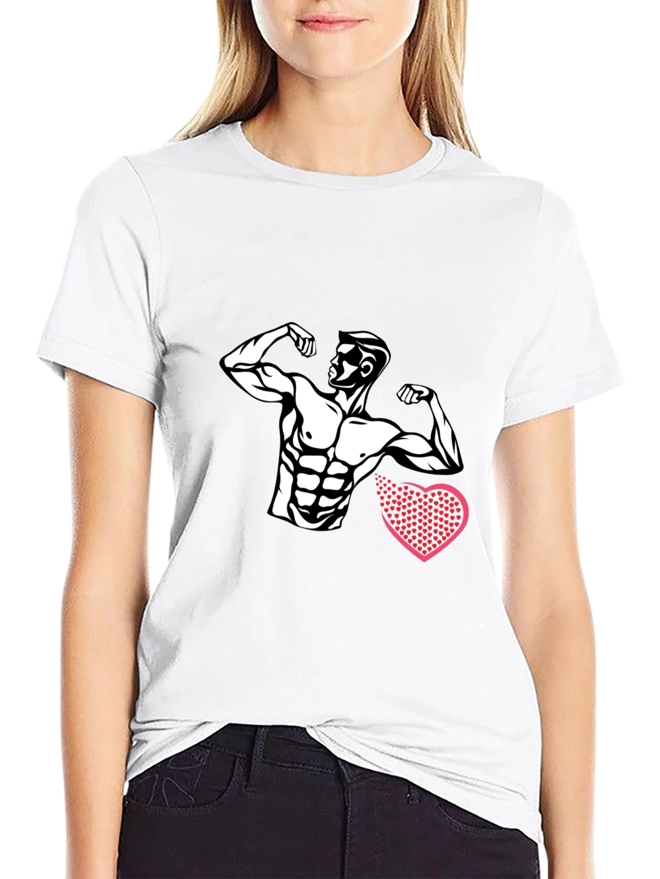 Muscle Man Heart Graphic Tee - Black