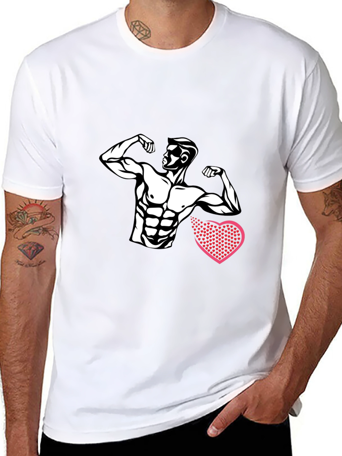 Muscle Man Heart Graphic Tee - Black
