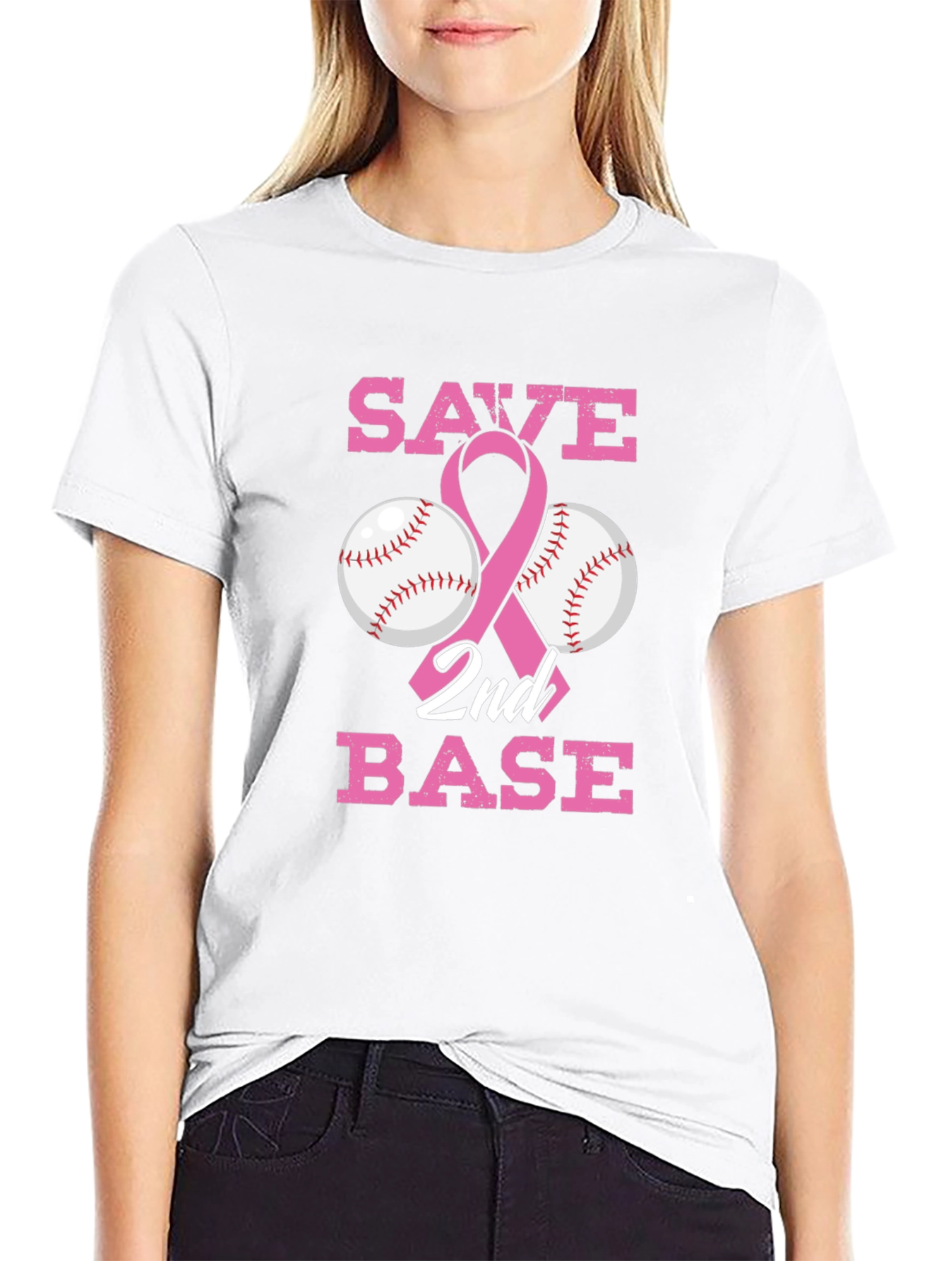 Save 2nd Base Breast Cancer Awareness T-Shirt