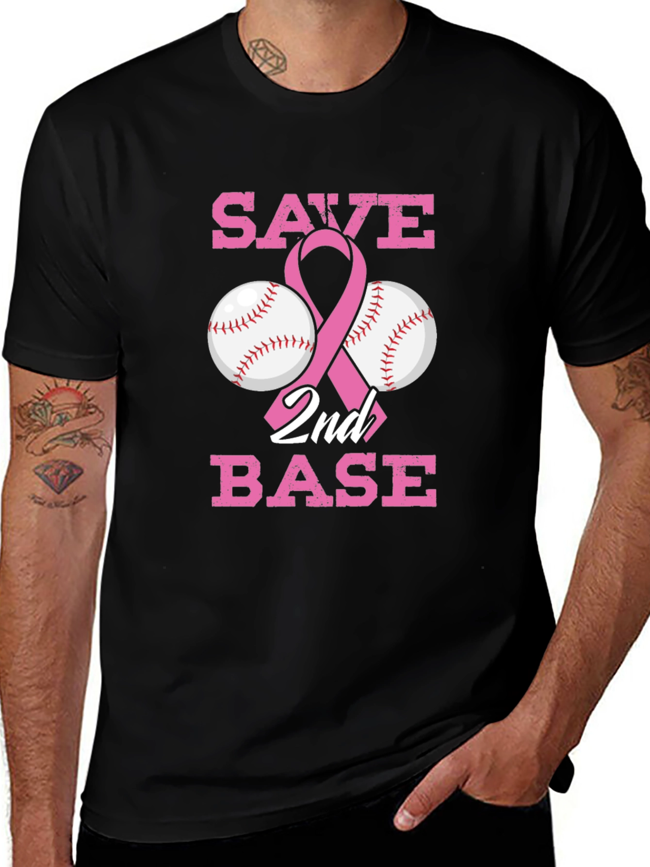 Save 2nd Base Breast Cancer Awareness T-Shirt