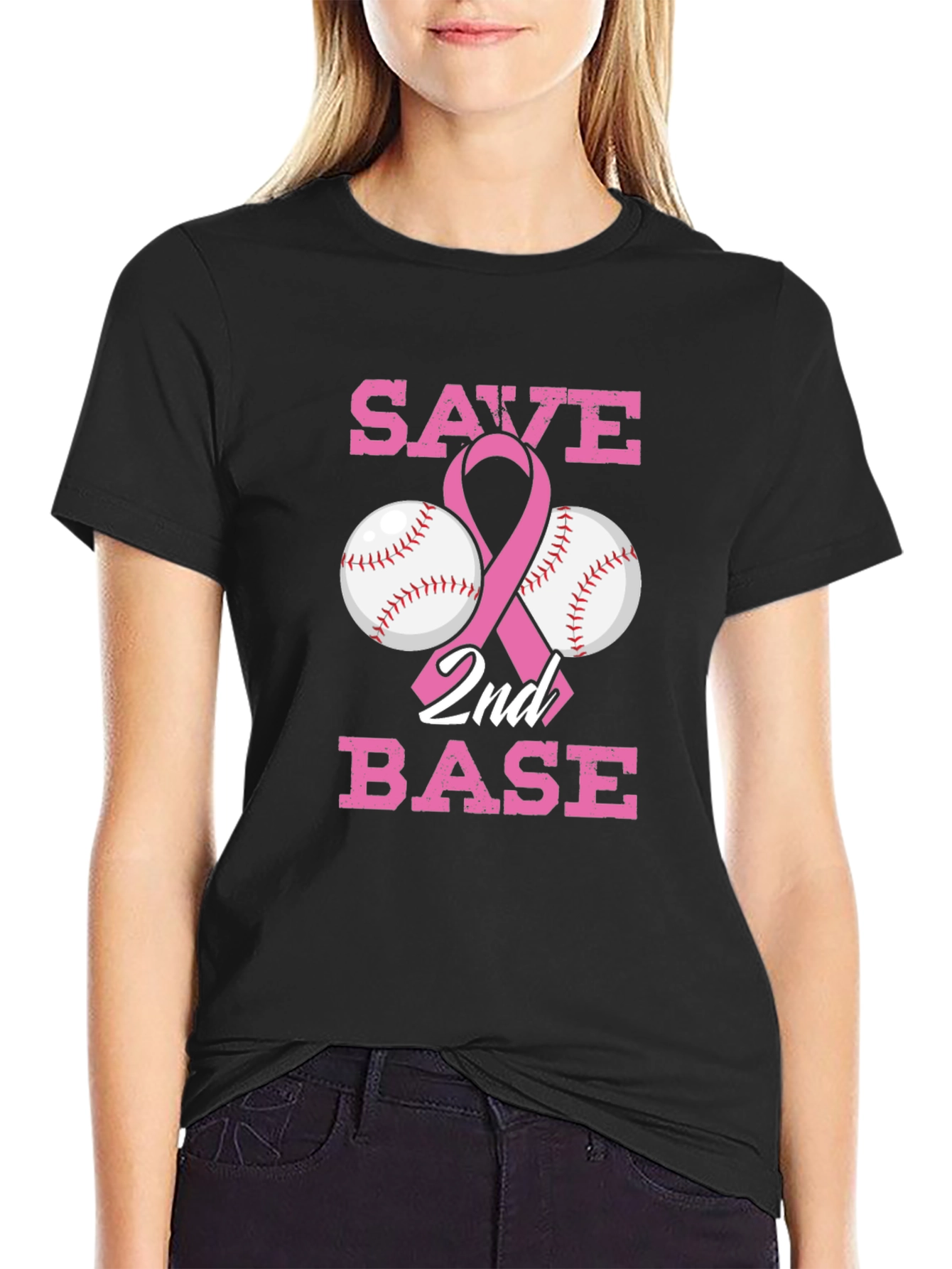 Save 2nd Base Breast Cancer Awareness T-Shirt