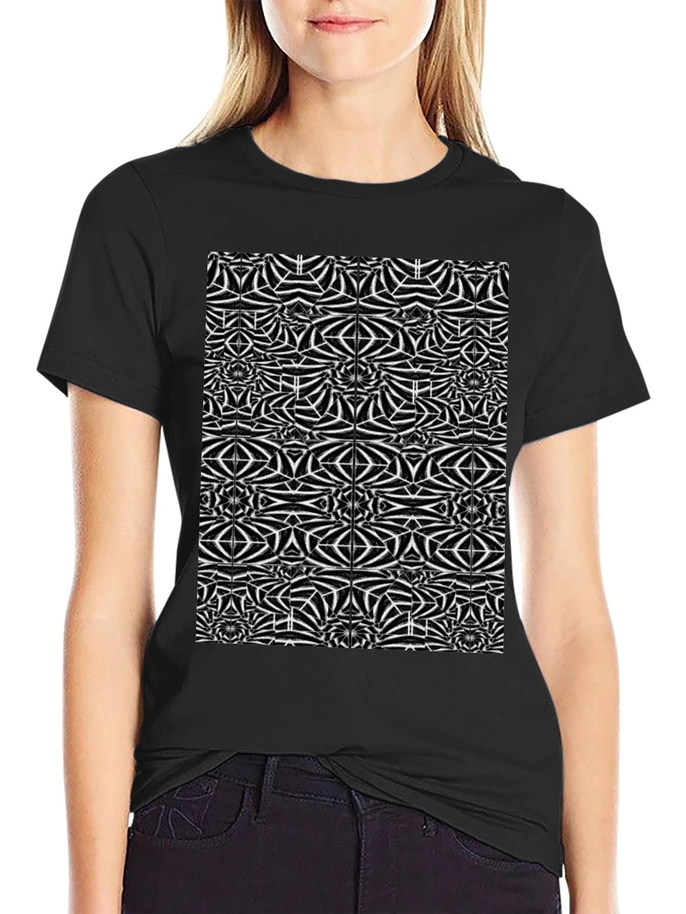 Abstract Geometric Black T-Shirt