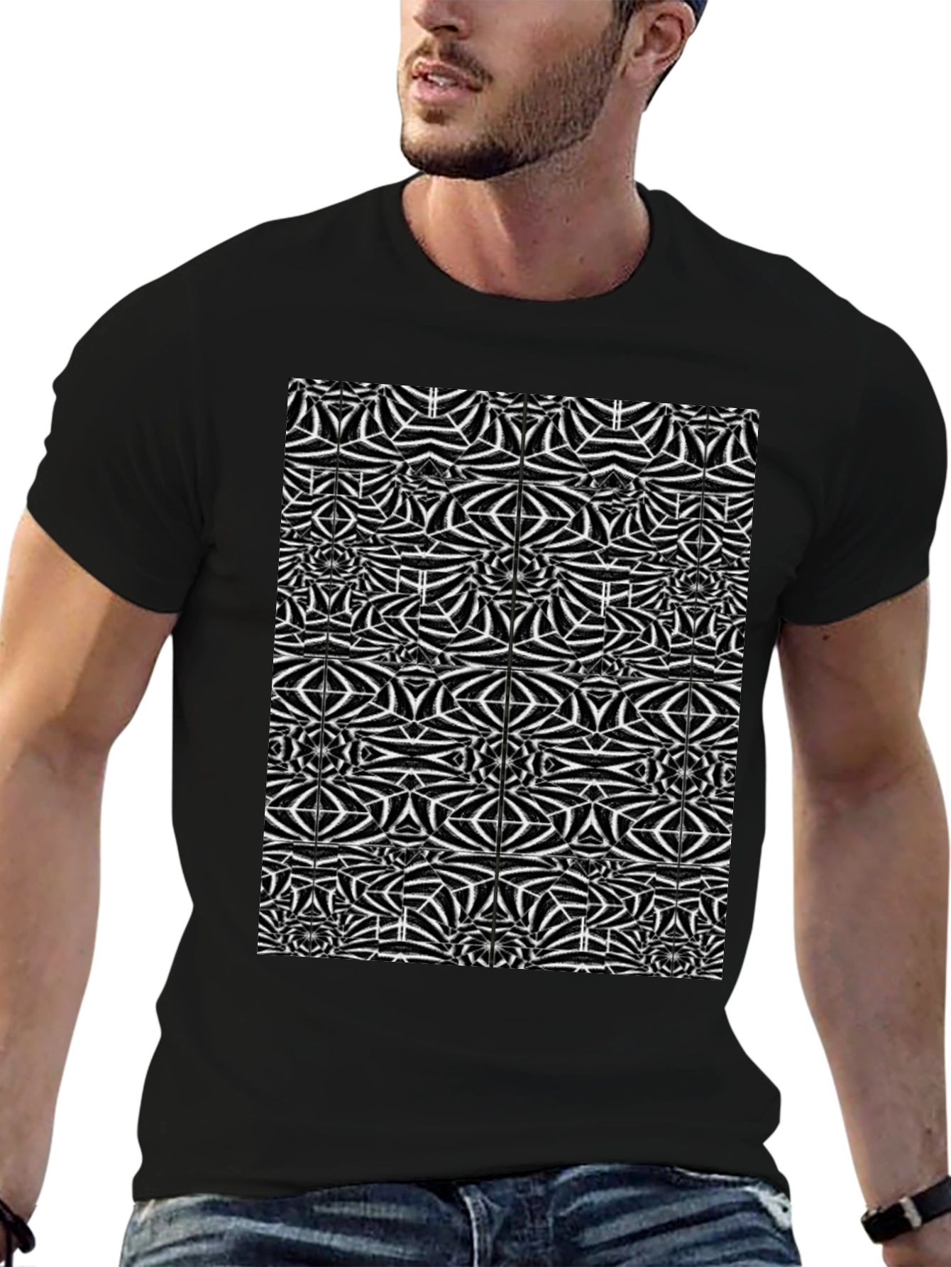 Abstract Geometric Black T-Shirt