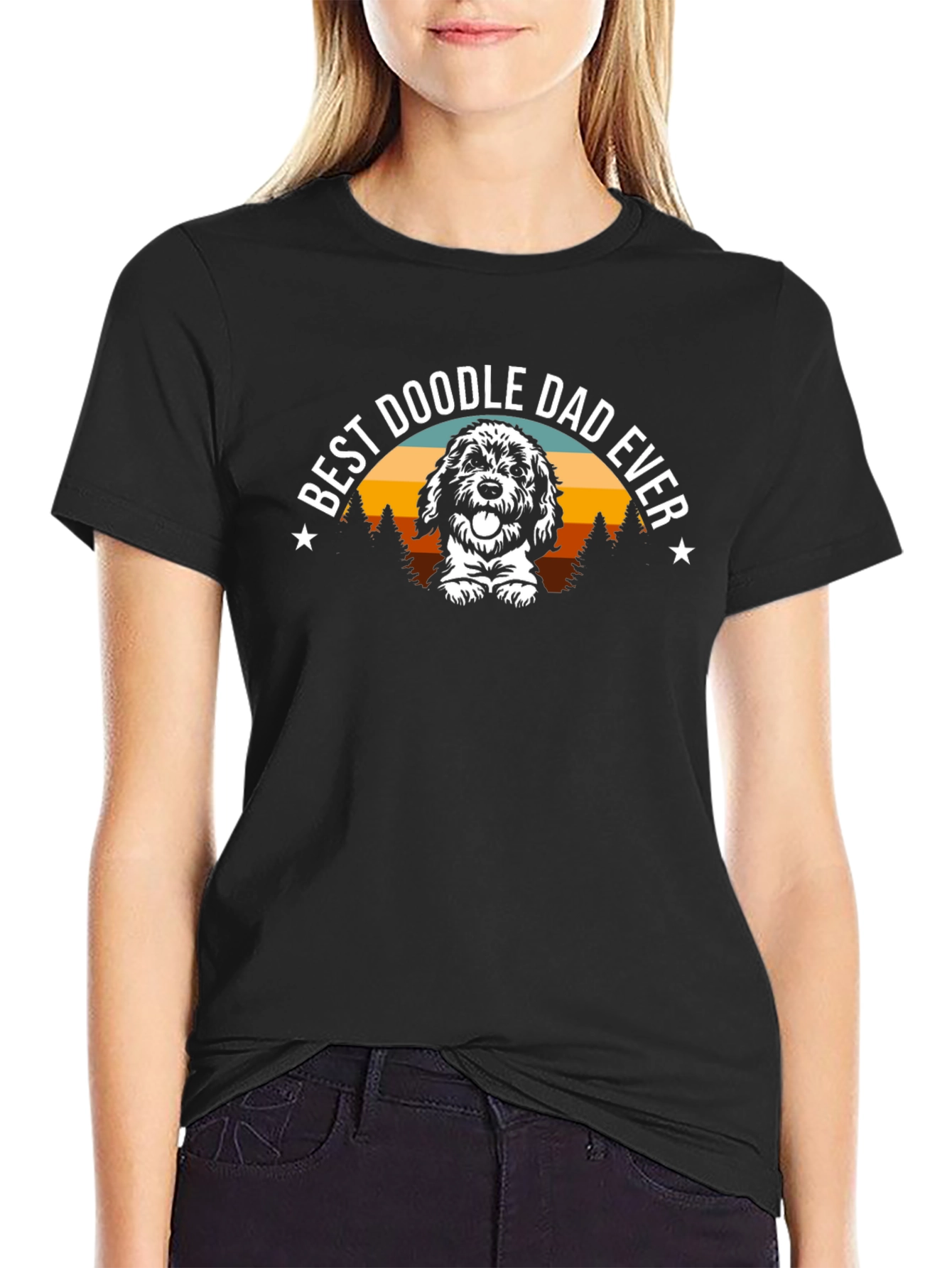 Best Doodle Dad Ever Black T-Shirt