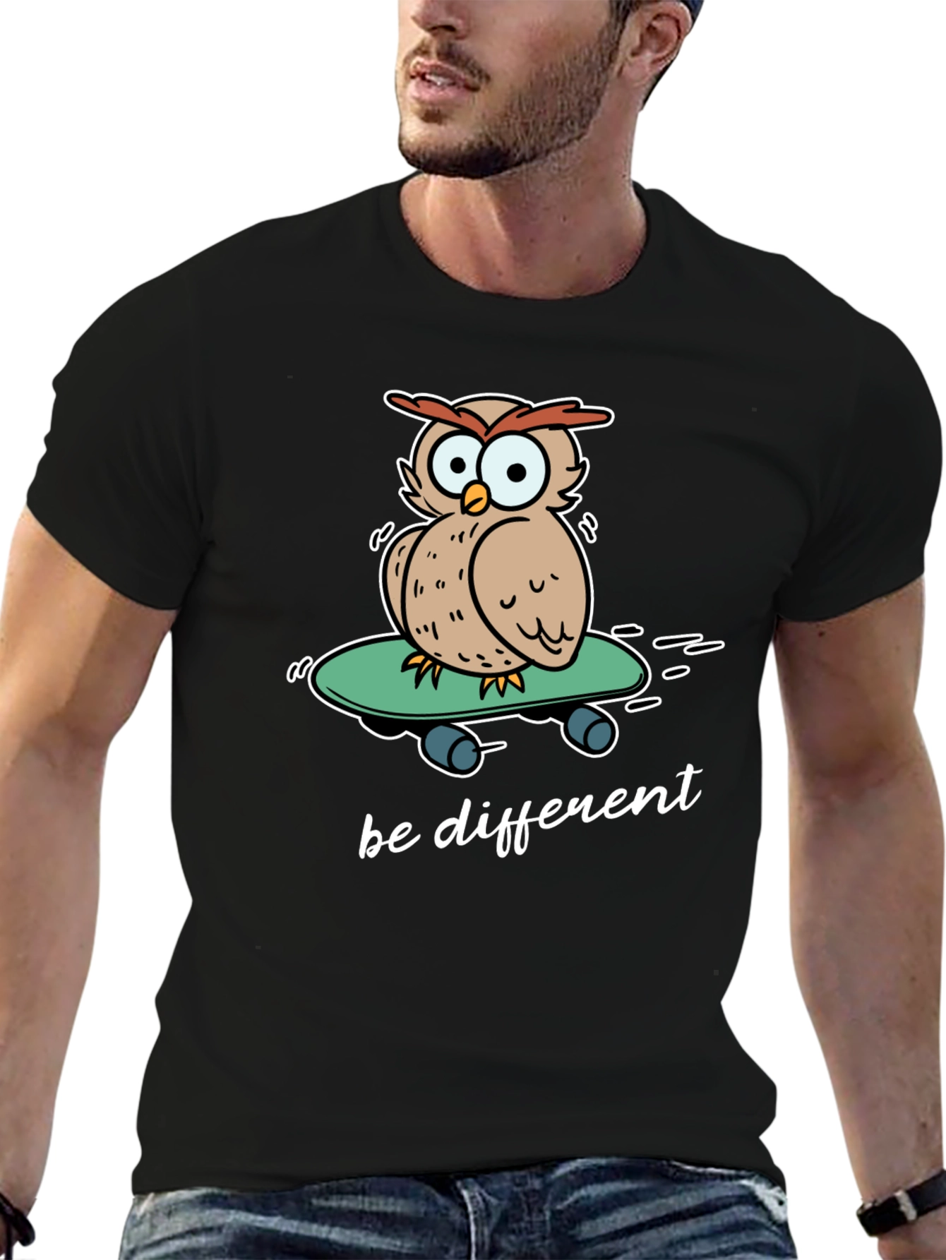 Unique Owl Skateboard Graphic T-Shirt - Be Different!