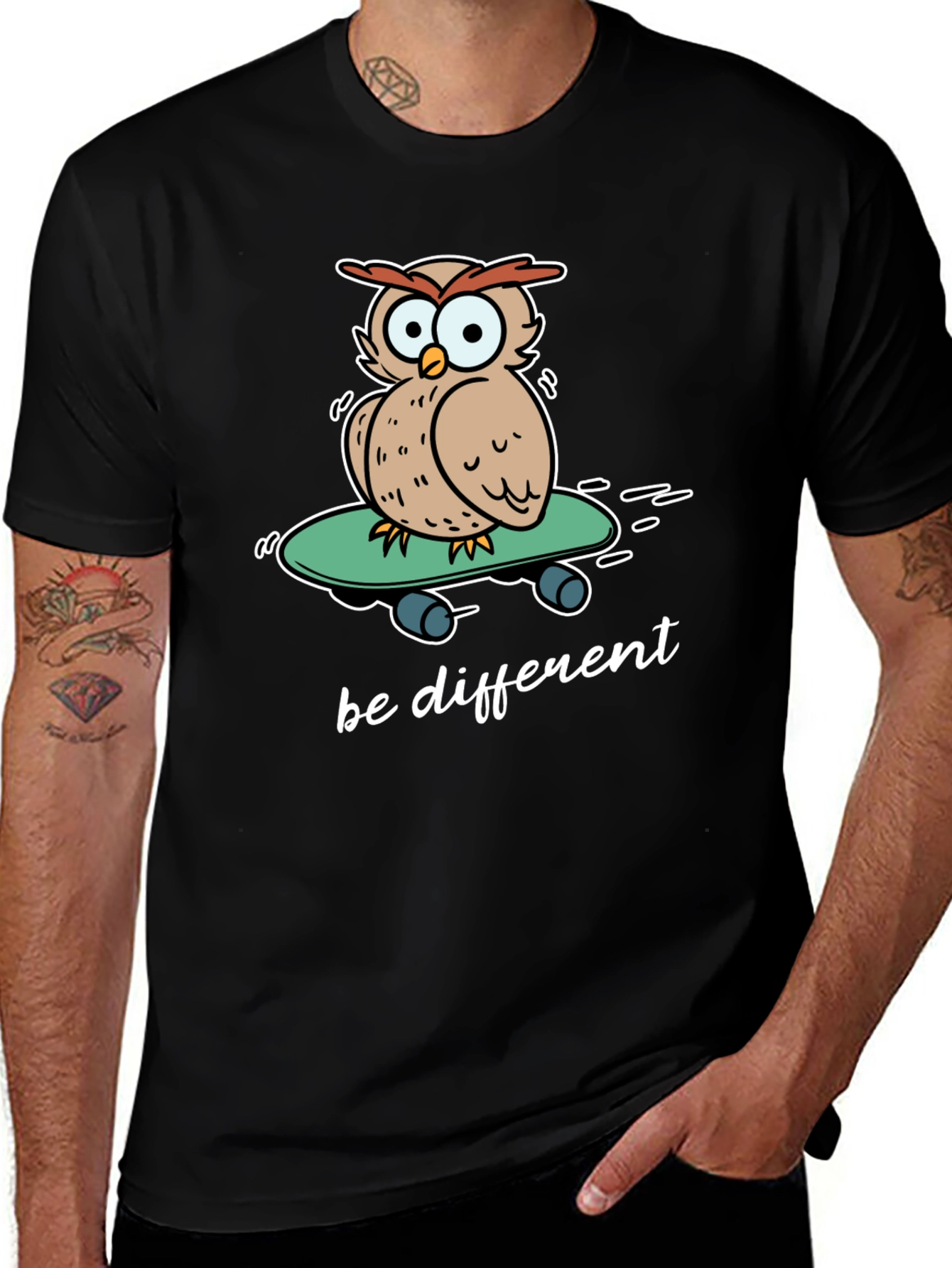 Unique Owl Skateboard Graphic T-Shirt - Be Different!