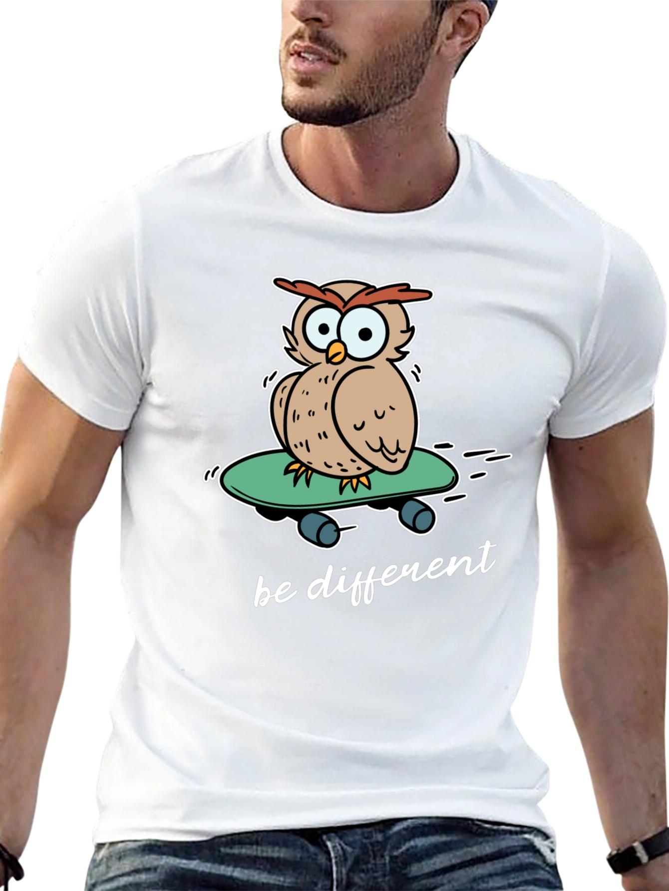 Unique Owl Skateboard Graphic T-Shirt - Be Different!