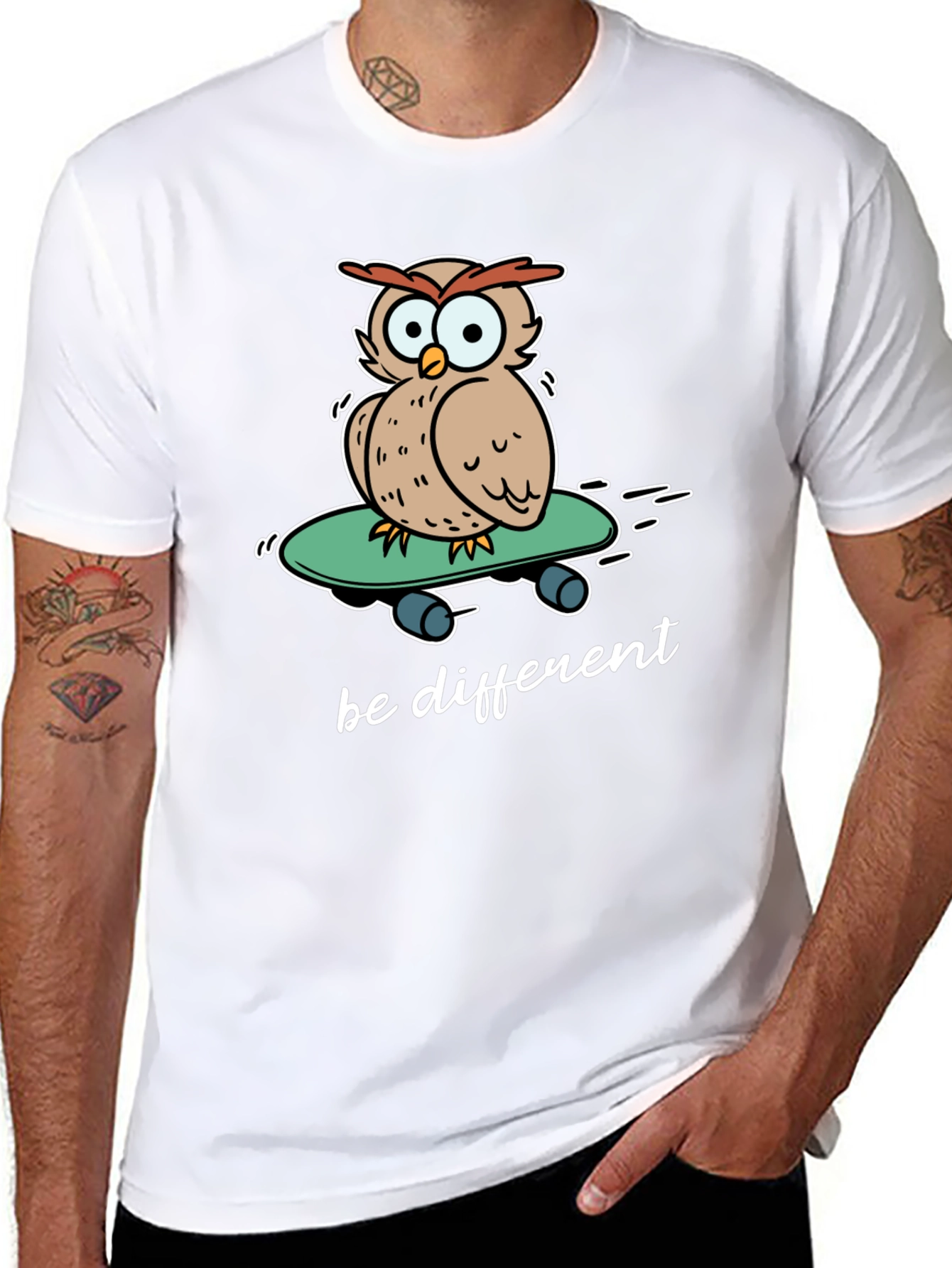 Unique Owl Skateboard Graphic T-Shirt - Be Different!