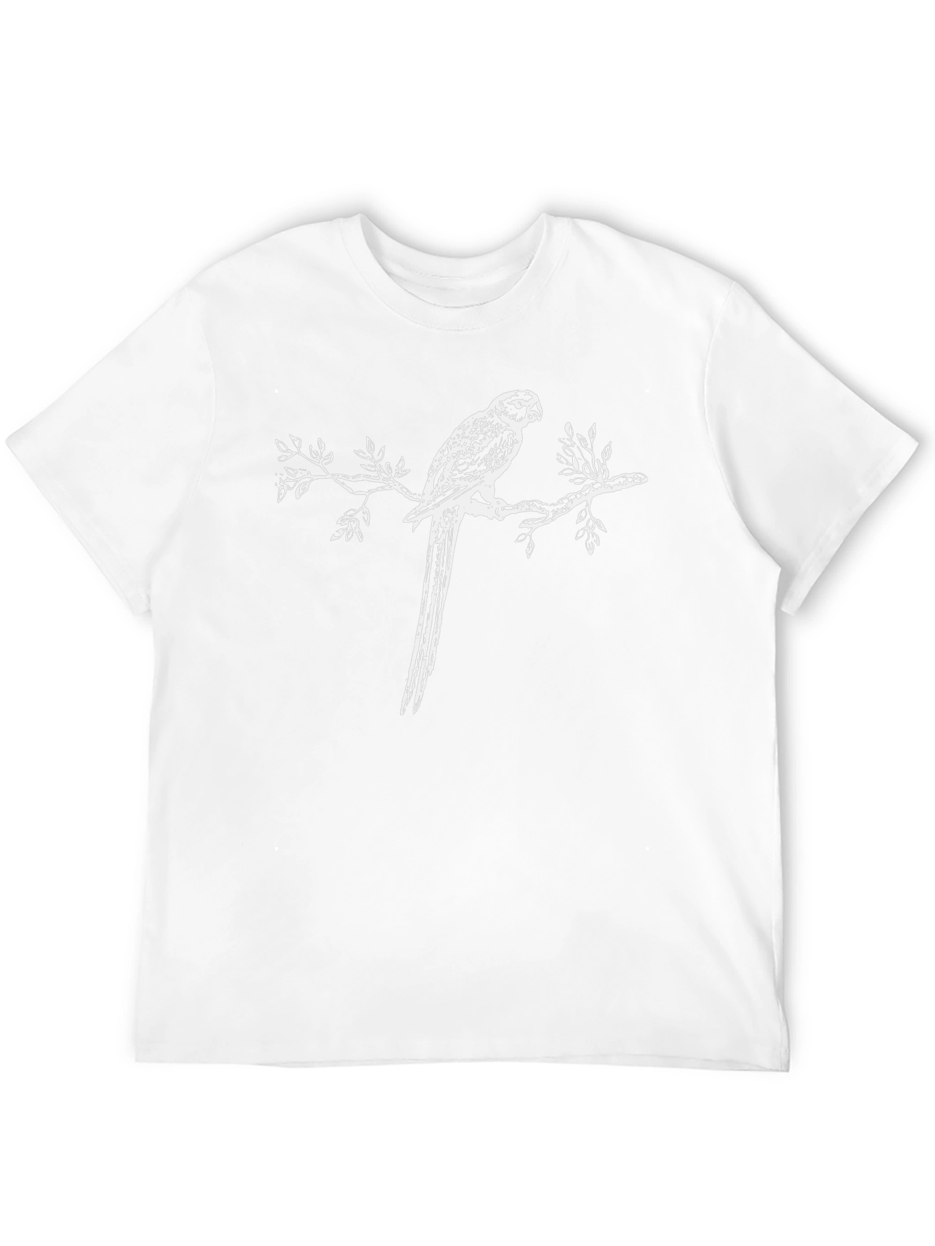 Black T-Shirt with Parrot on Branch Graphic