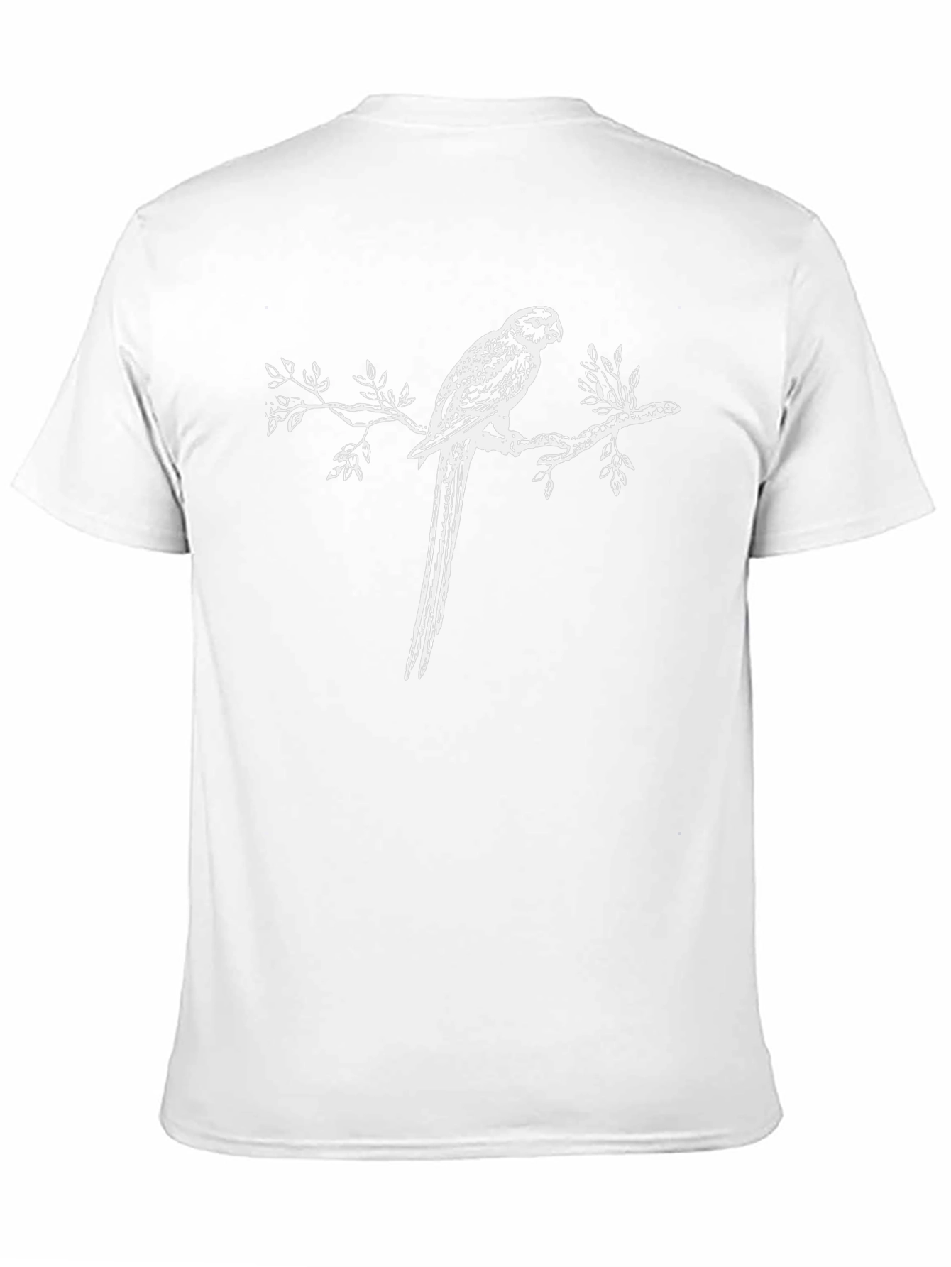 Black T-Shirt with Parrot on Branch Graphic