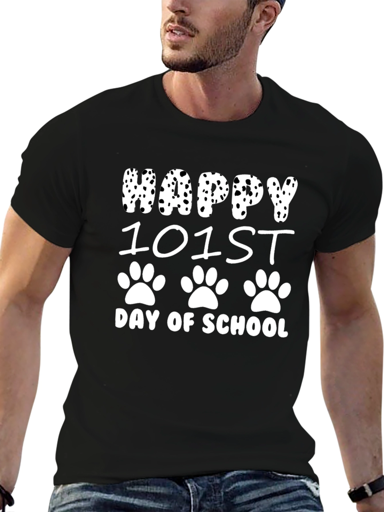 101st Day of School Dalmatian Print T-Shirt