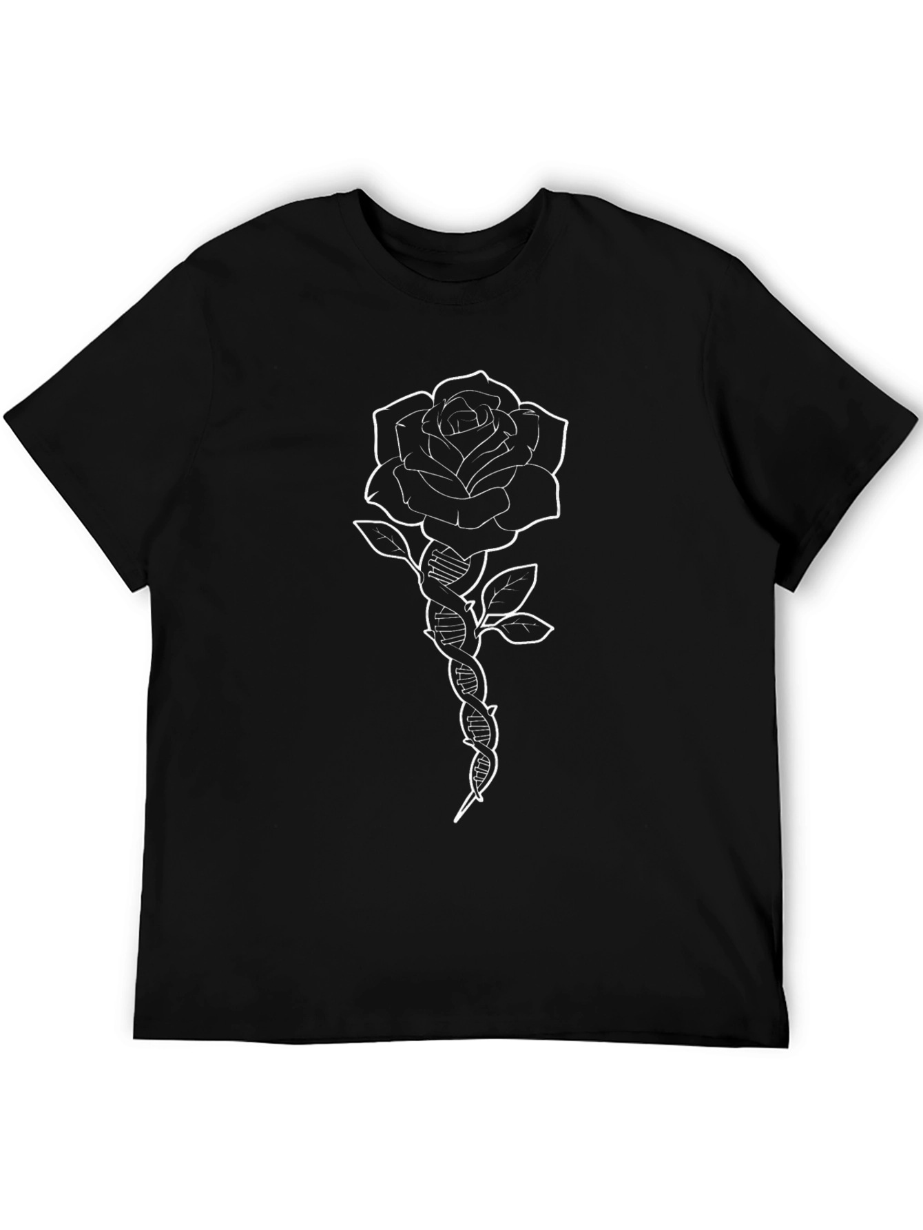 Rose DNA Graphic Tee - Black Cotton T-Shirt