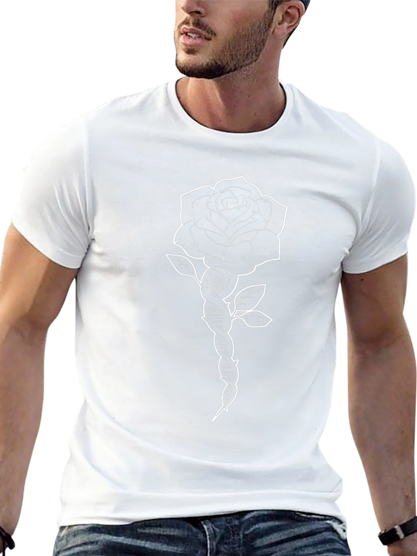 Rose DNA Graphic Tee - Black Cotton T-Shirt