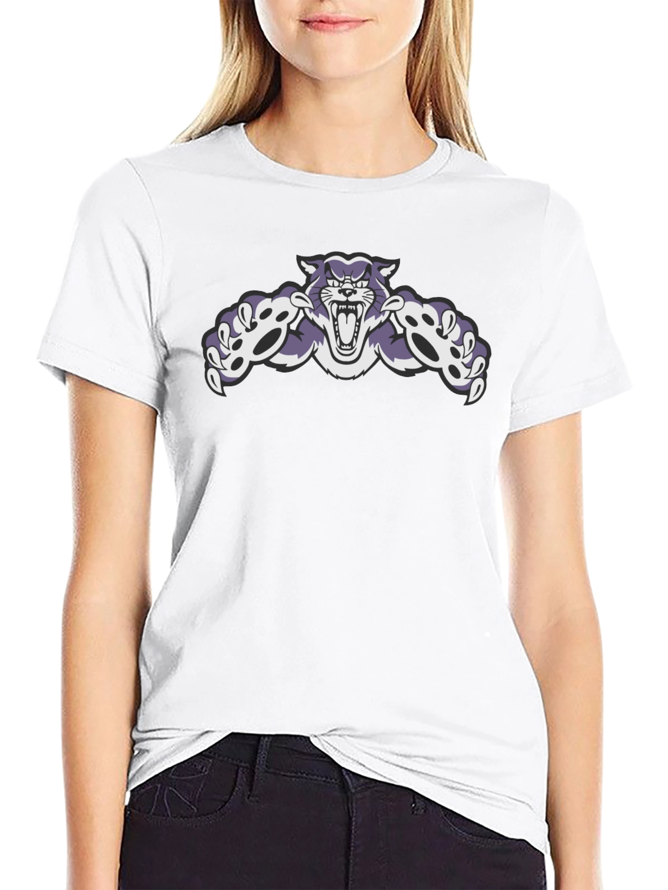 Wildcat Graphic Tee - Black Cotton Blend Casual Wear