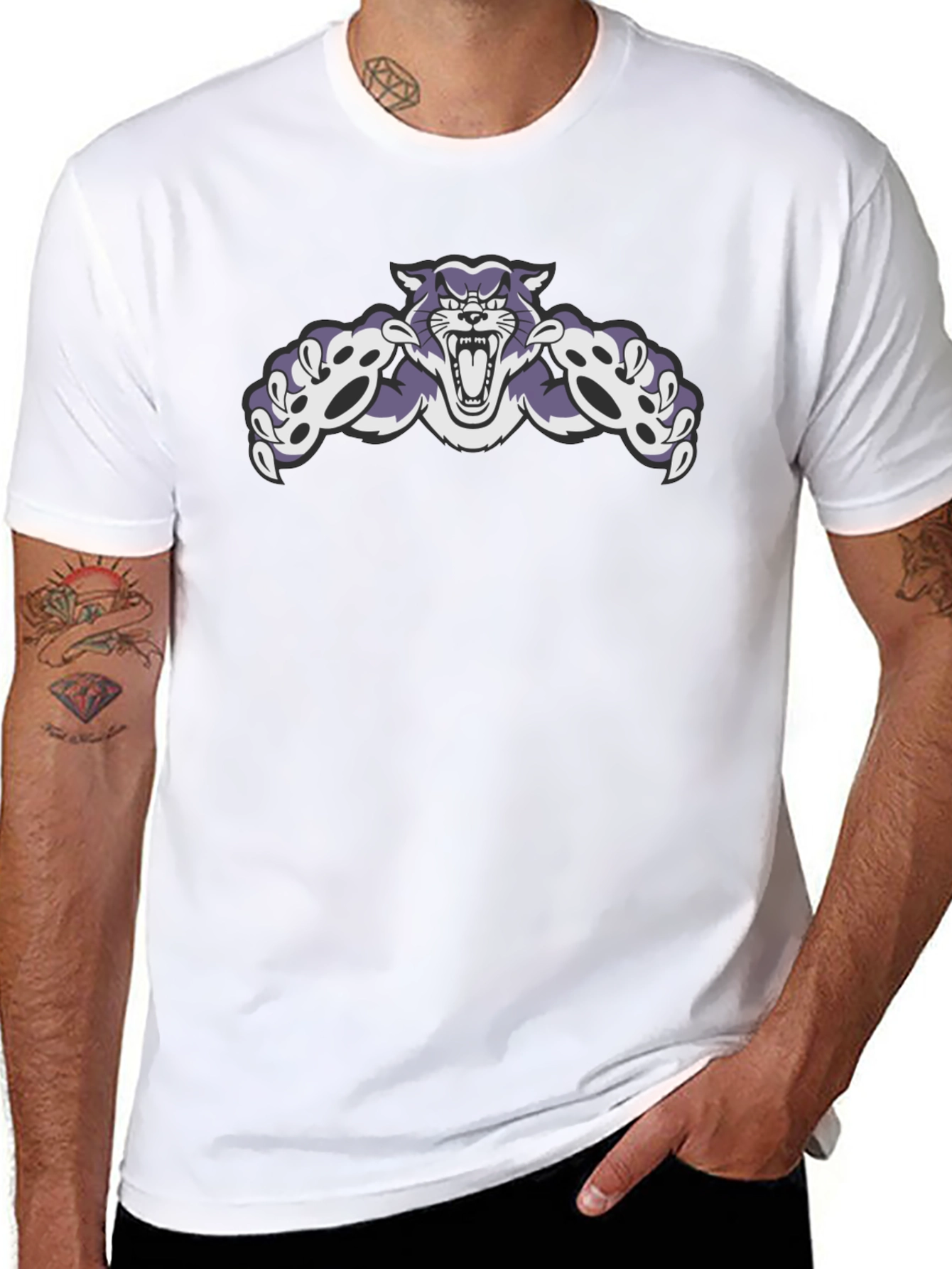 Wildcat Graphic Tee - Black Cotton Blend Casual Wear