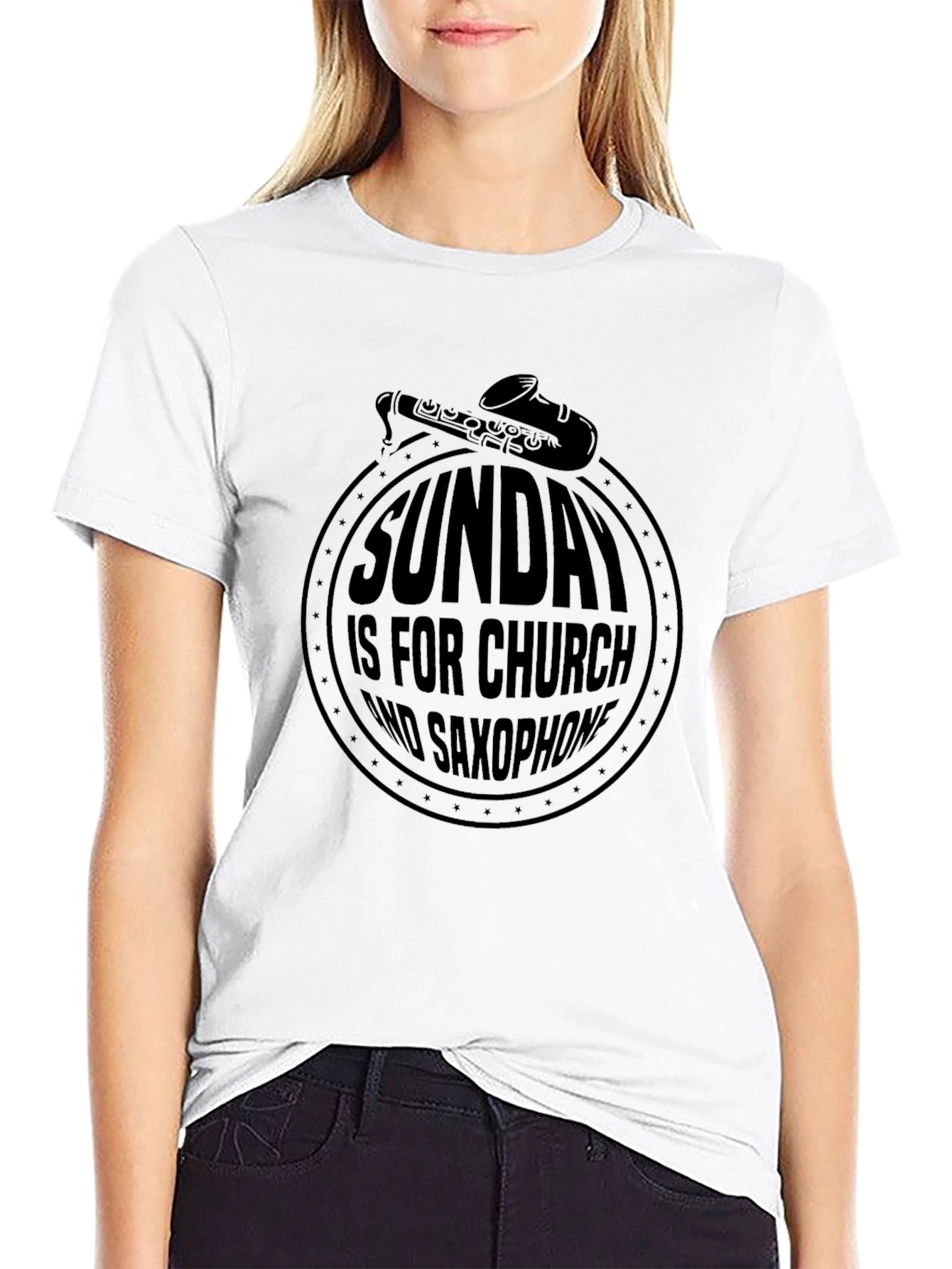 Sunday Church Saxophone Graphic Tee - Black