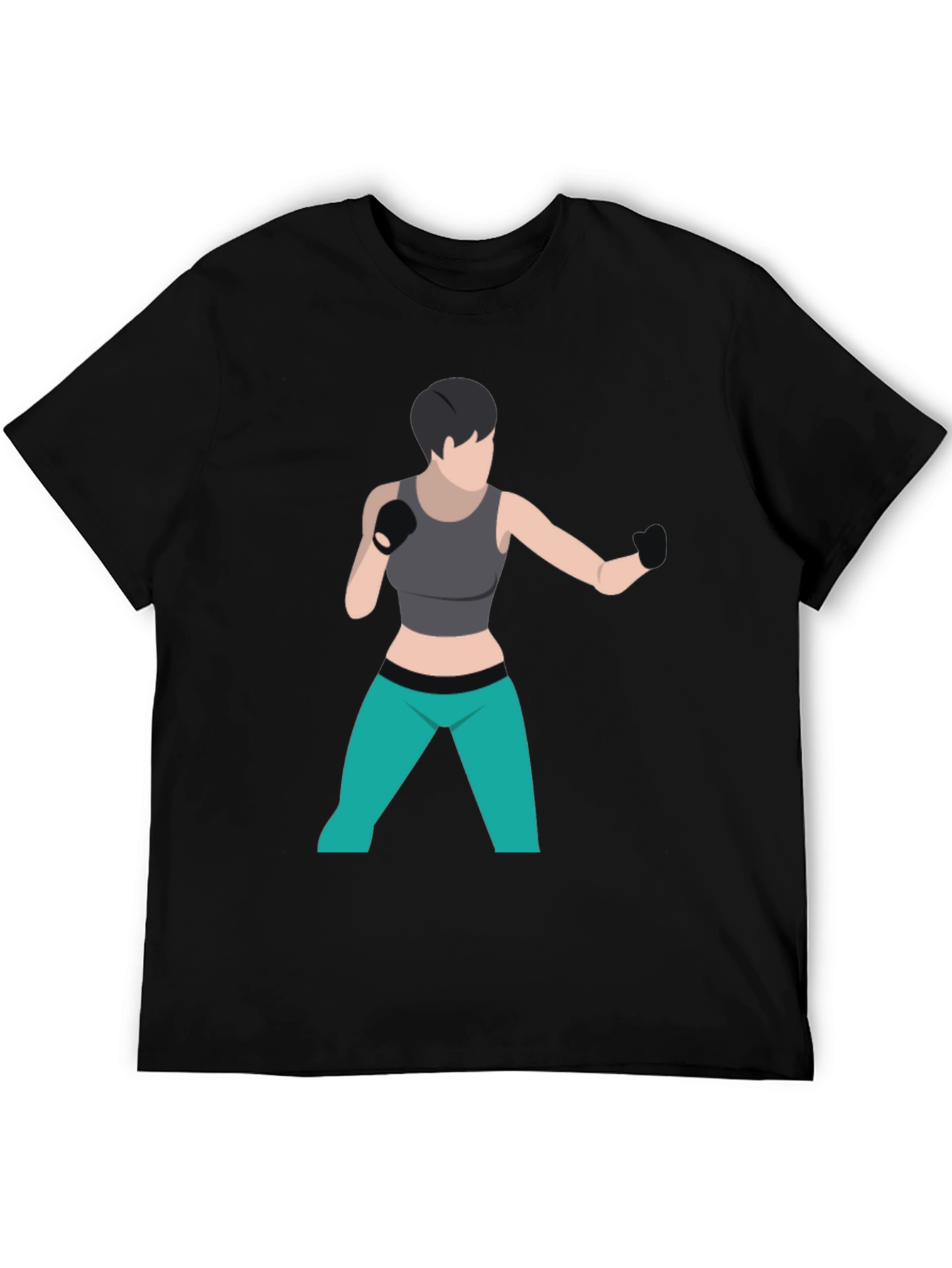 Black T-Shirt with Boxer Graphic
