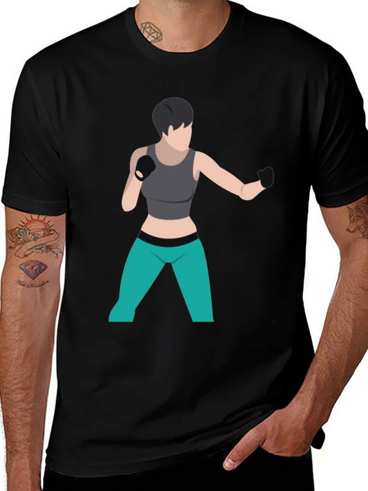 Black T-Shirt with Boxer Graphic