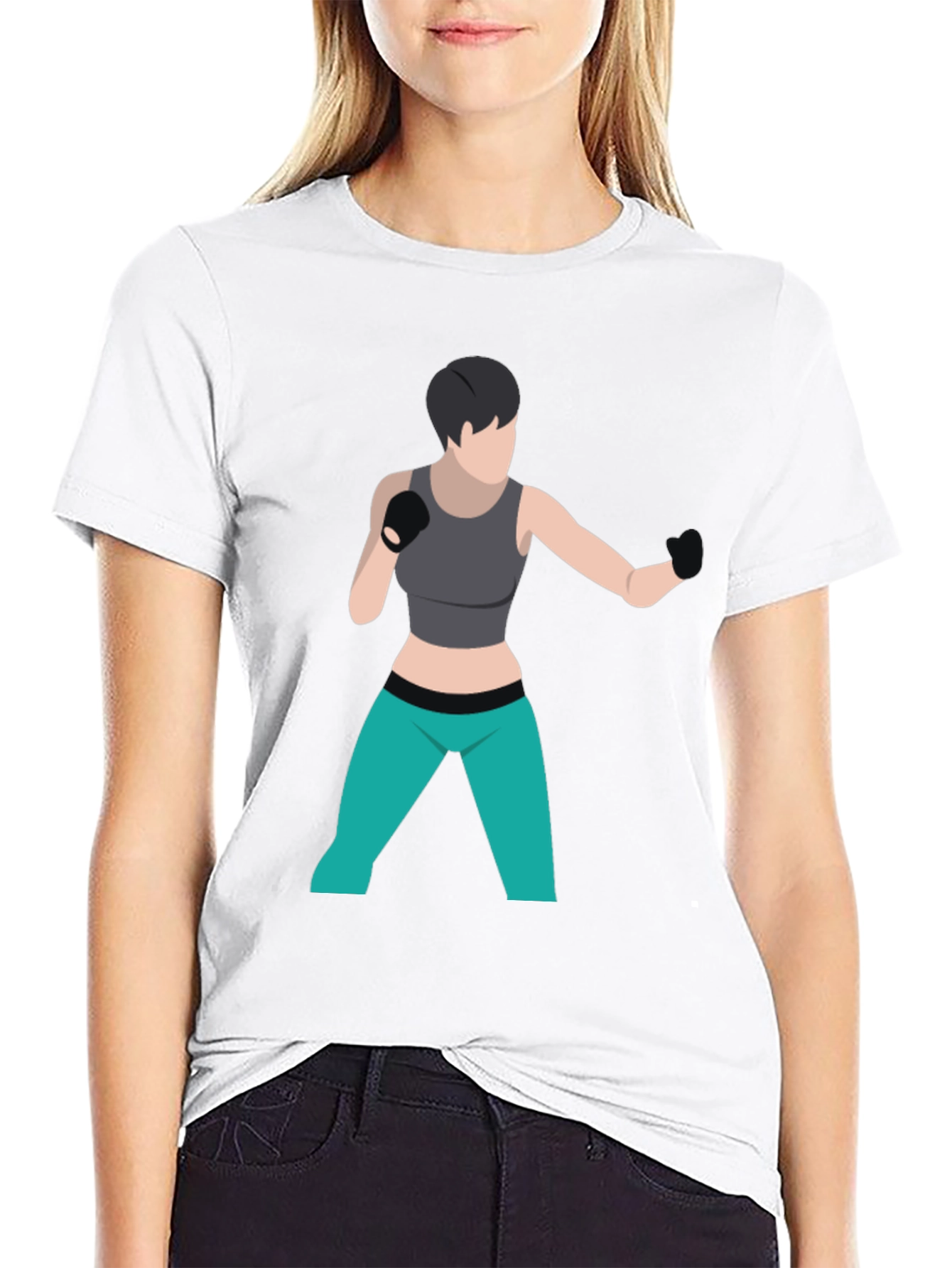 Black T-Shirt with Boxer Graphic