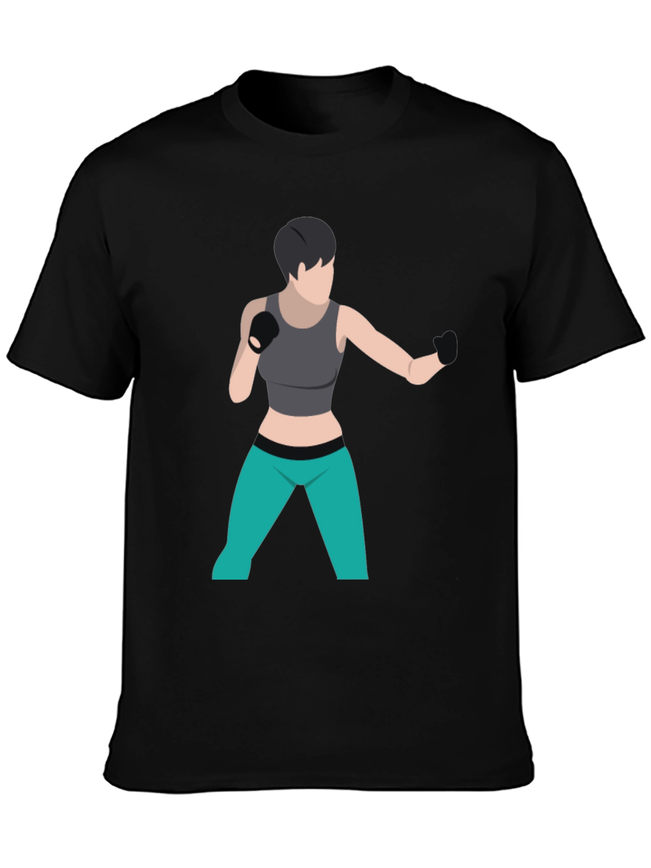 Black T-Shirt with Boxer Graphic
