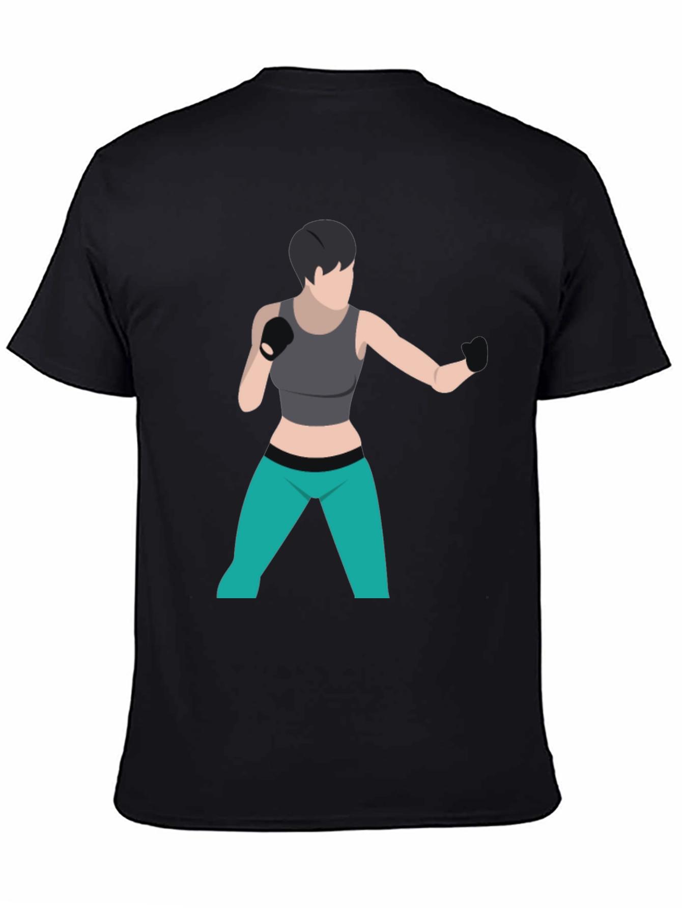 Black T-Shirt with Boxer Graphic