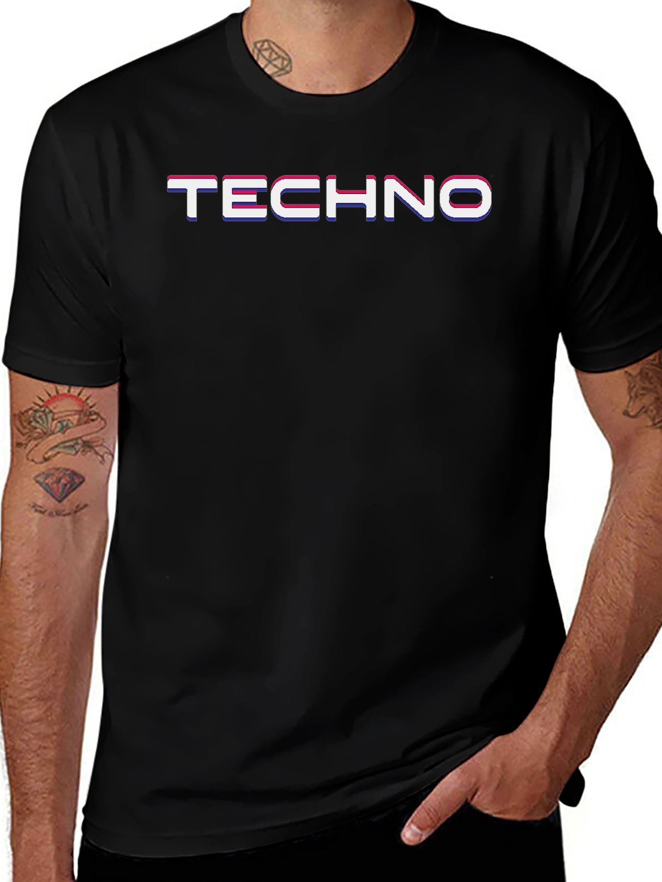 Mens Black TECHNO Graphic Tee