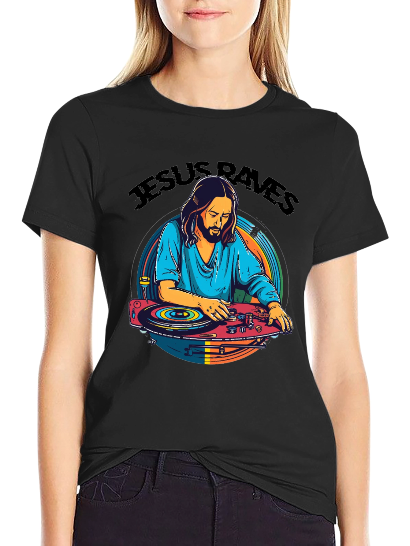 Jesus Raves T-Shirt - DJ Graphic Tee