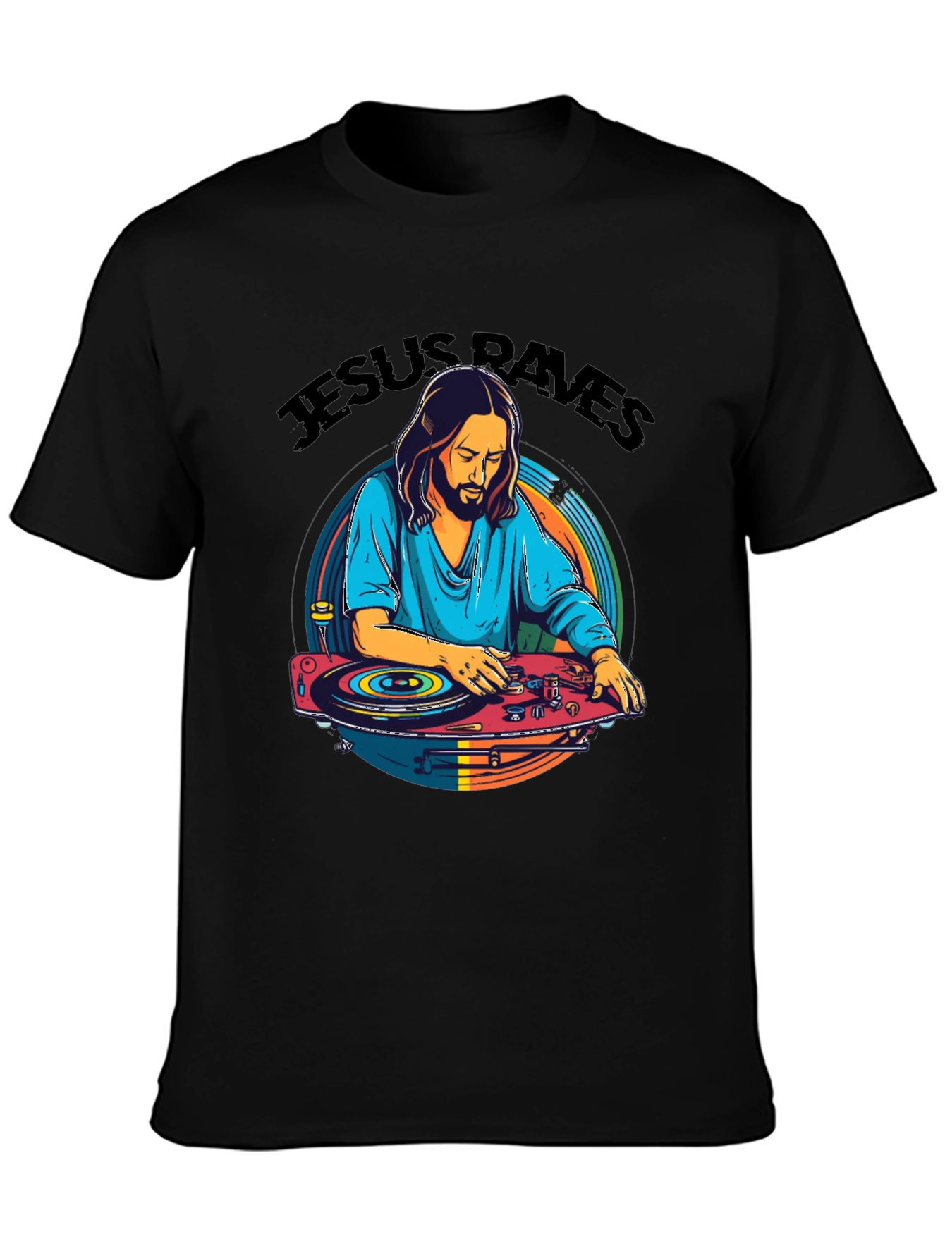 Jesus Raves T-Shirt - DJ Graphic Tee