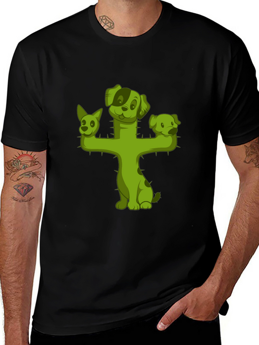 Cactus Dog T-Shirt - Black Cotton Tee