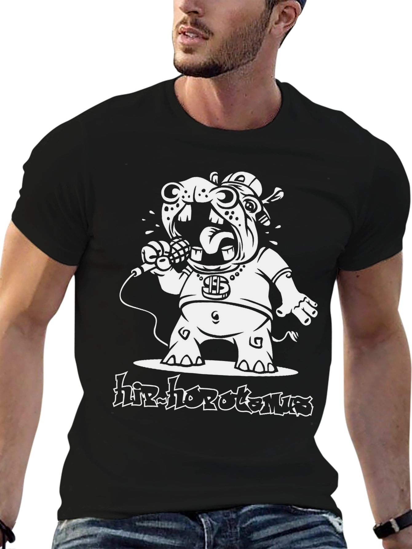 Hip Hop Hippo Black T-Shirt