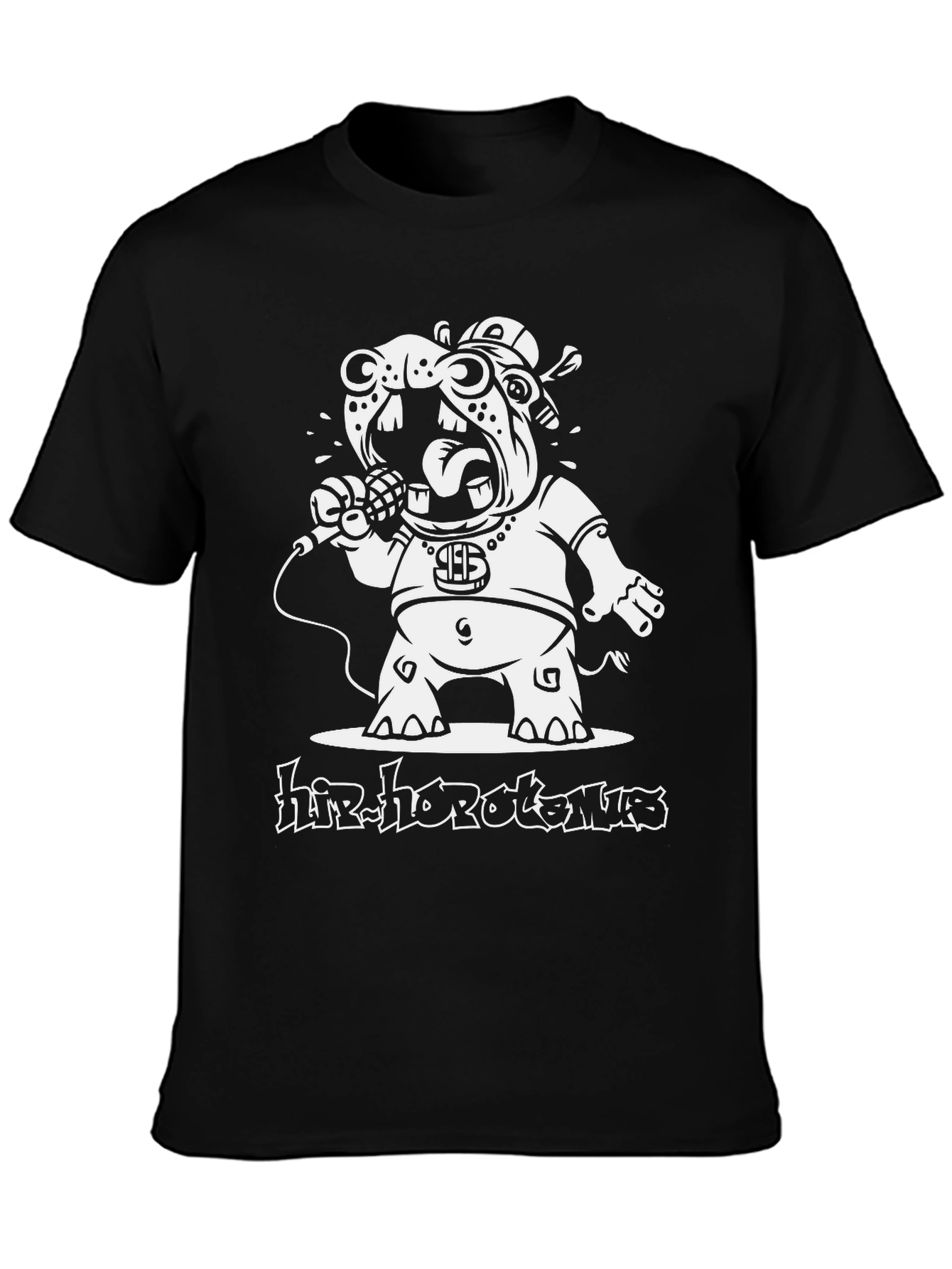 Hip Hop Hippo Black T-Shirt