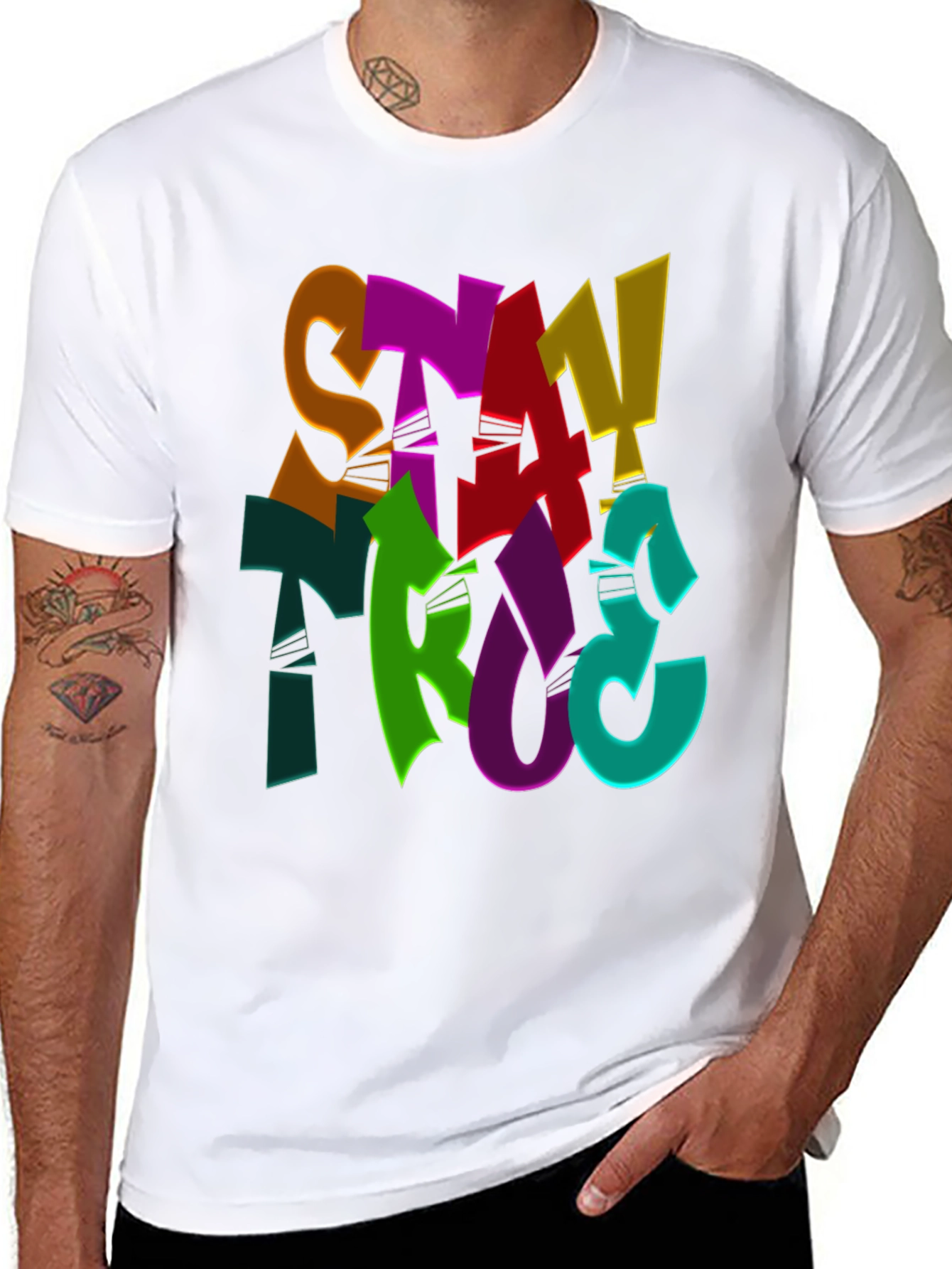 Stay True Graphic Print Black T-Shirt