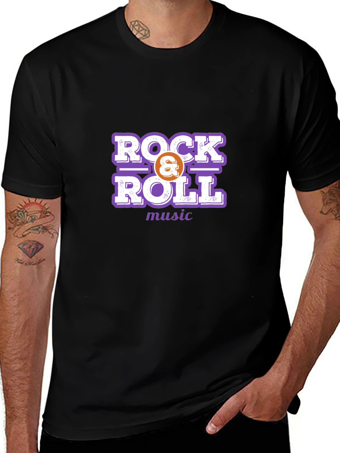 Rock & Roll Music Graphic Tee - Black
