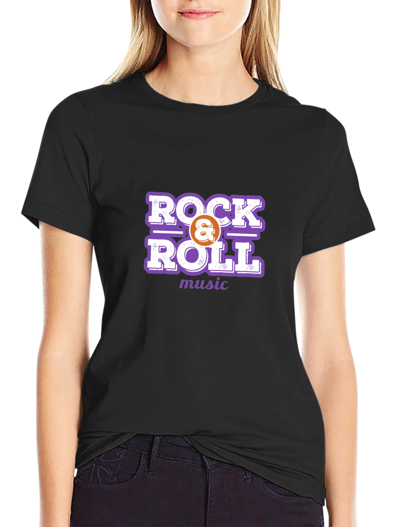 Rock & Roll Music Graphic Tee - Black