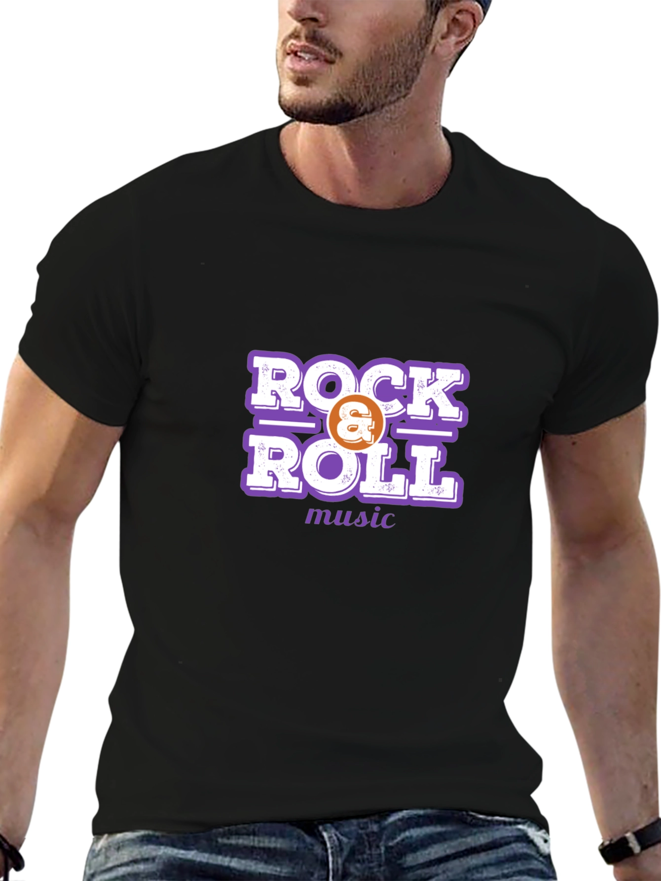 Rock & Roll Music Graphic Tee - Black