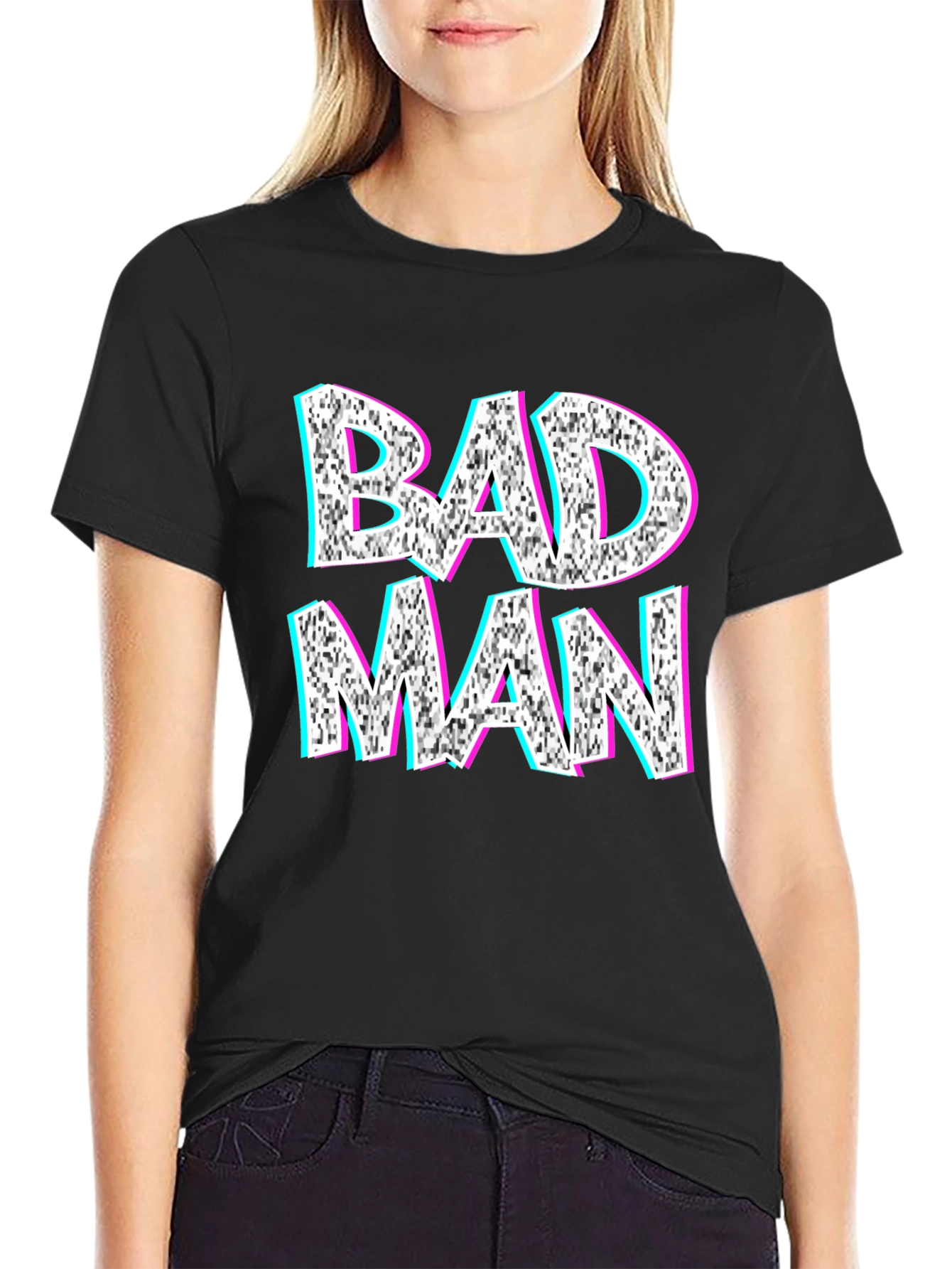 Bad Man Graphic Tee - Glitch Style Design