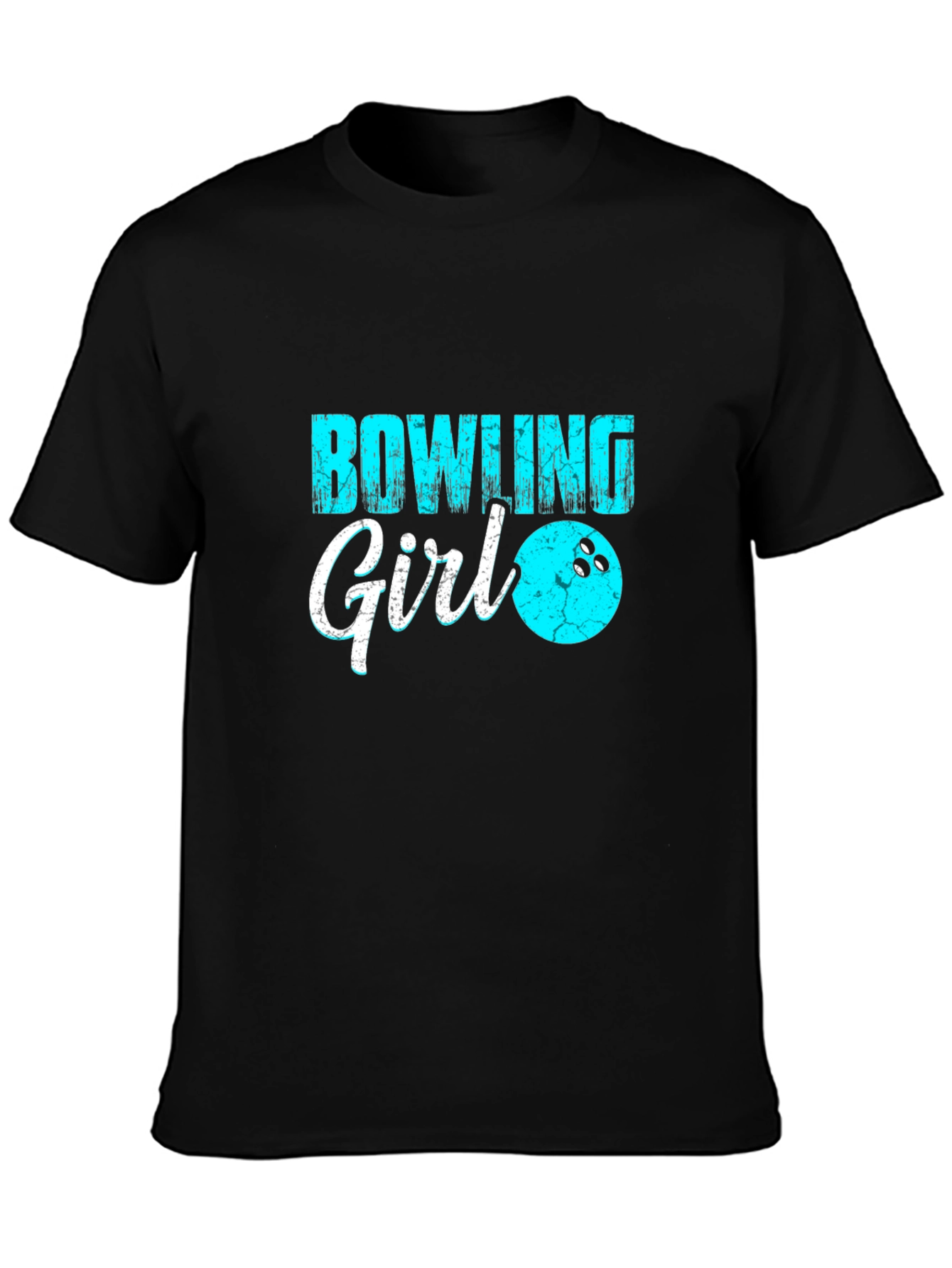 Bowling Girl Black T-Shirt Graphic Tee